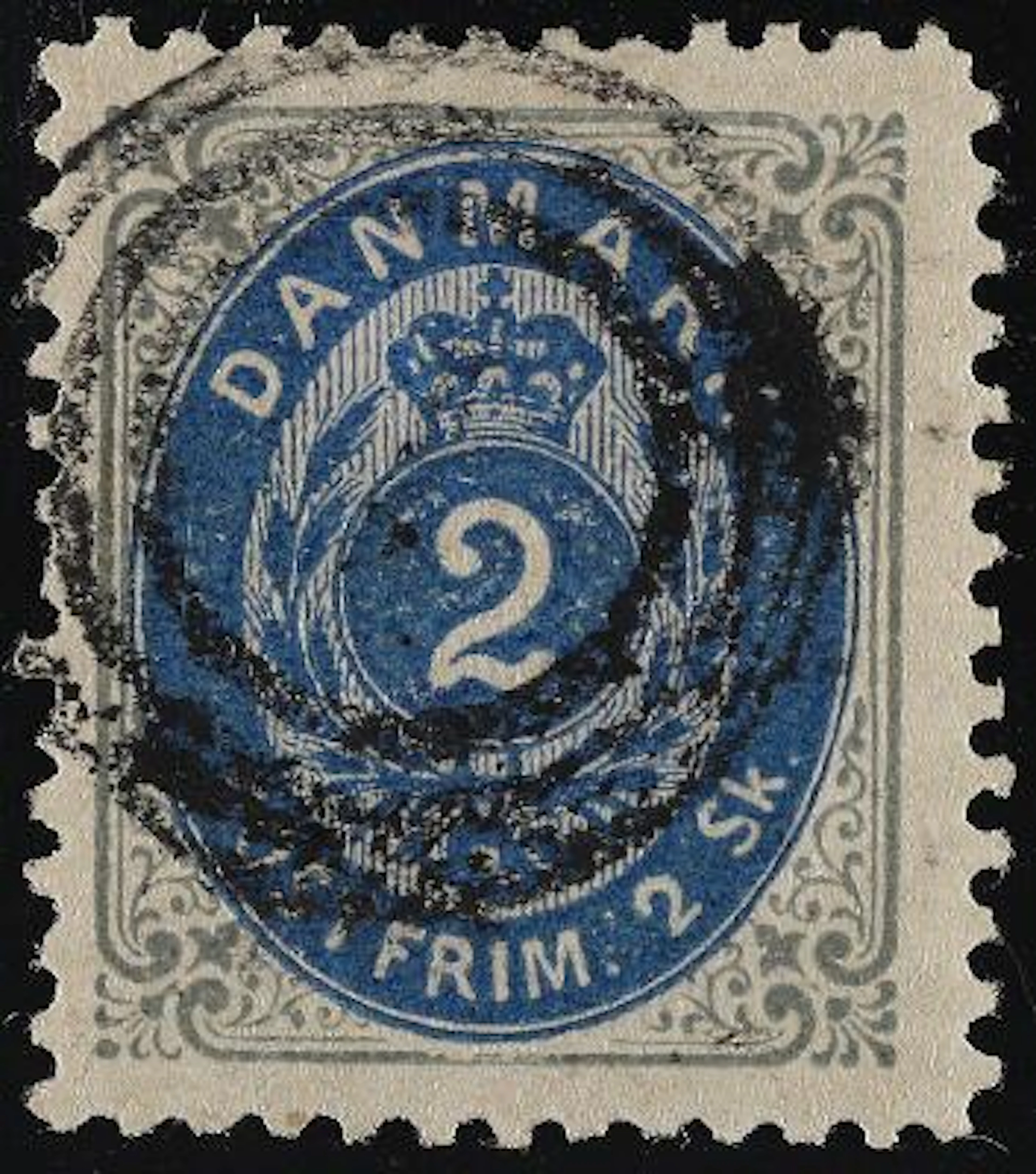 1870. 2 Skilling, ultramarine/grey. Line-perforated 12 1/2. Excellent