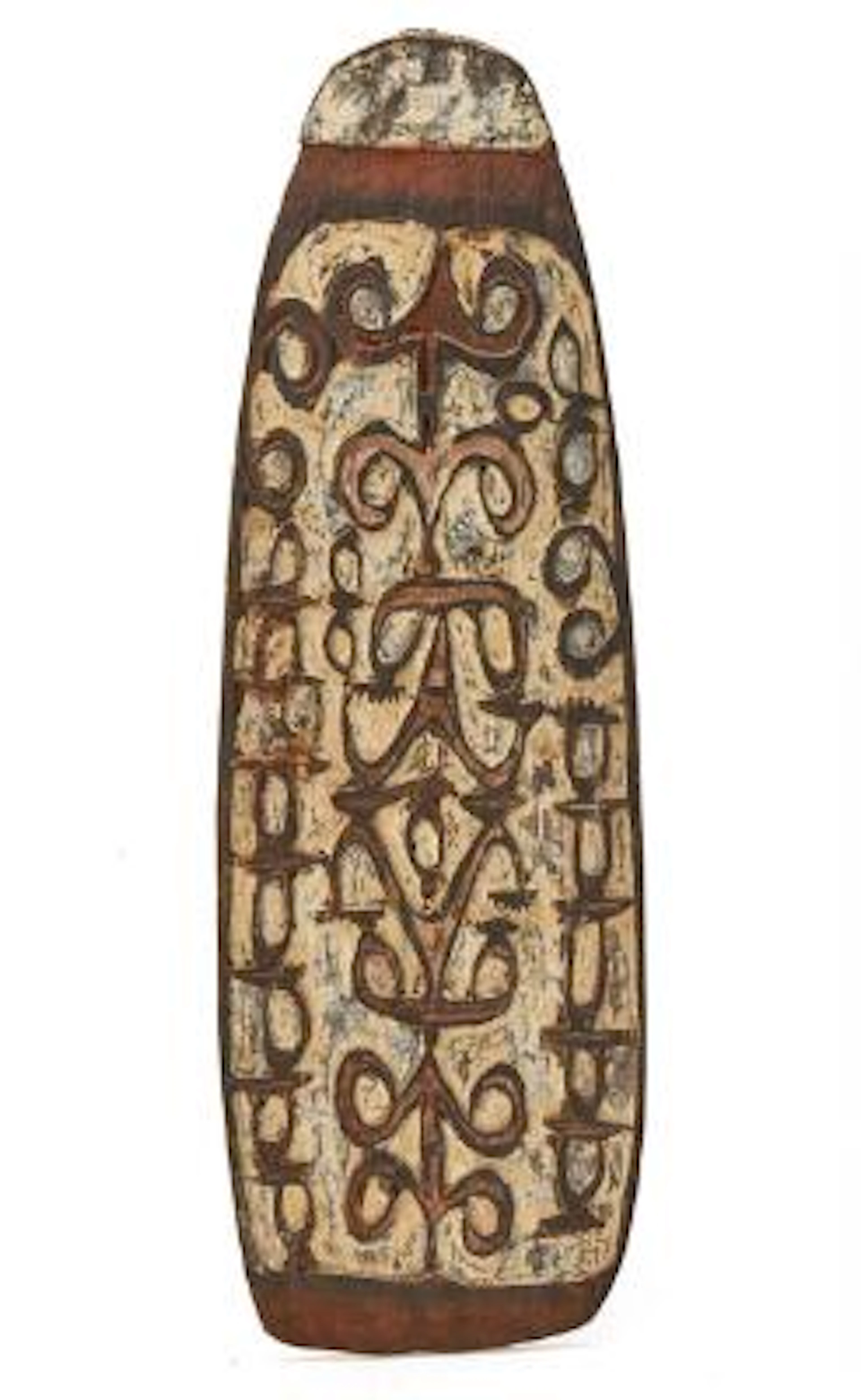 New Guinea, Asmat, carved wooden shield. H. 69 cm. – Bruun Rasmussen