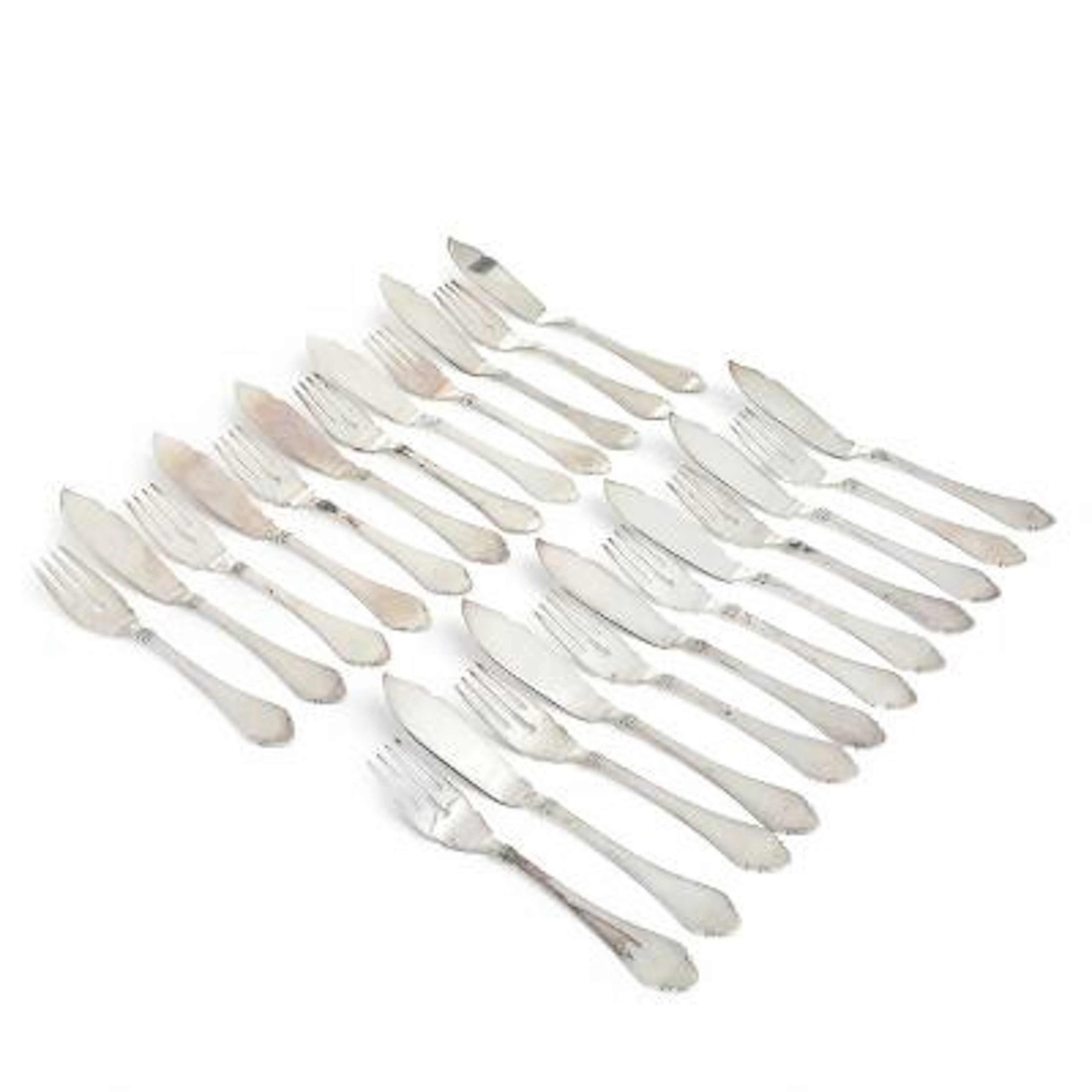 "Bernstorff" fish cutlery of silver comprising 12 fish knives and