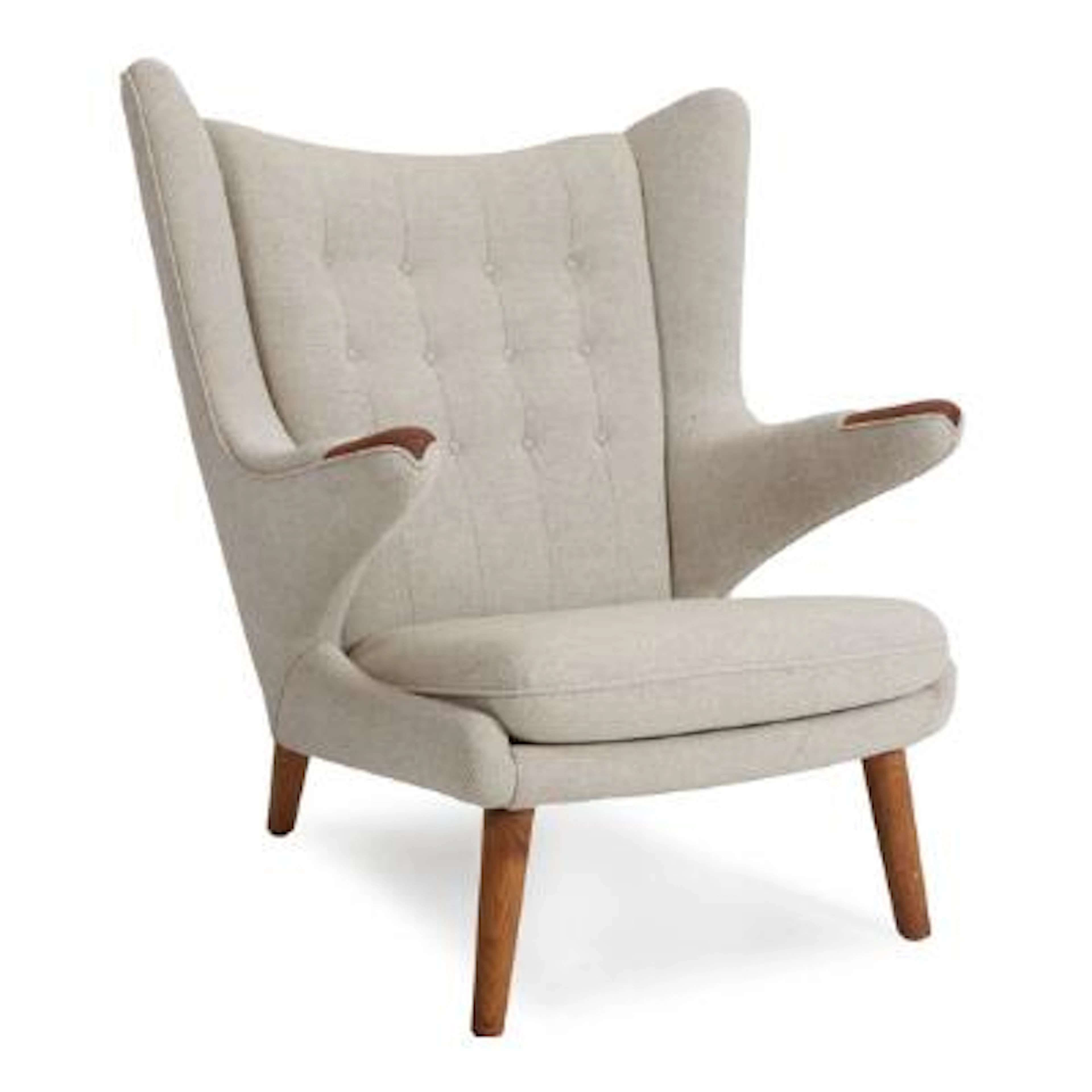 Hans J. Wegner: "Papa Bear". Easy chair with teak nails and oak legs