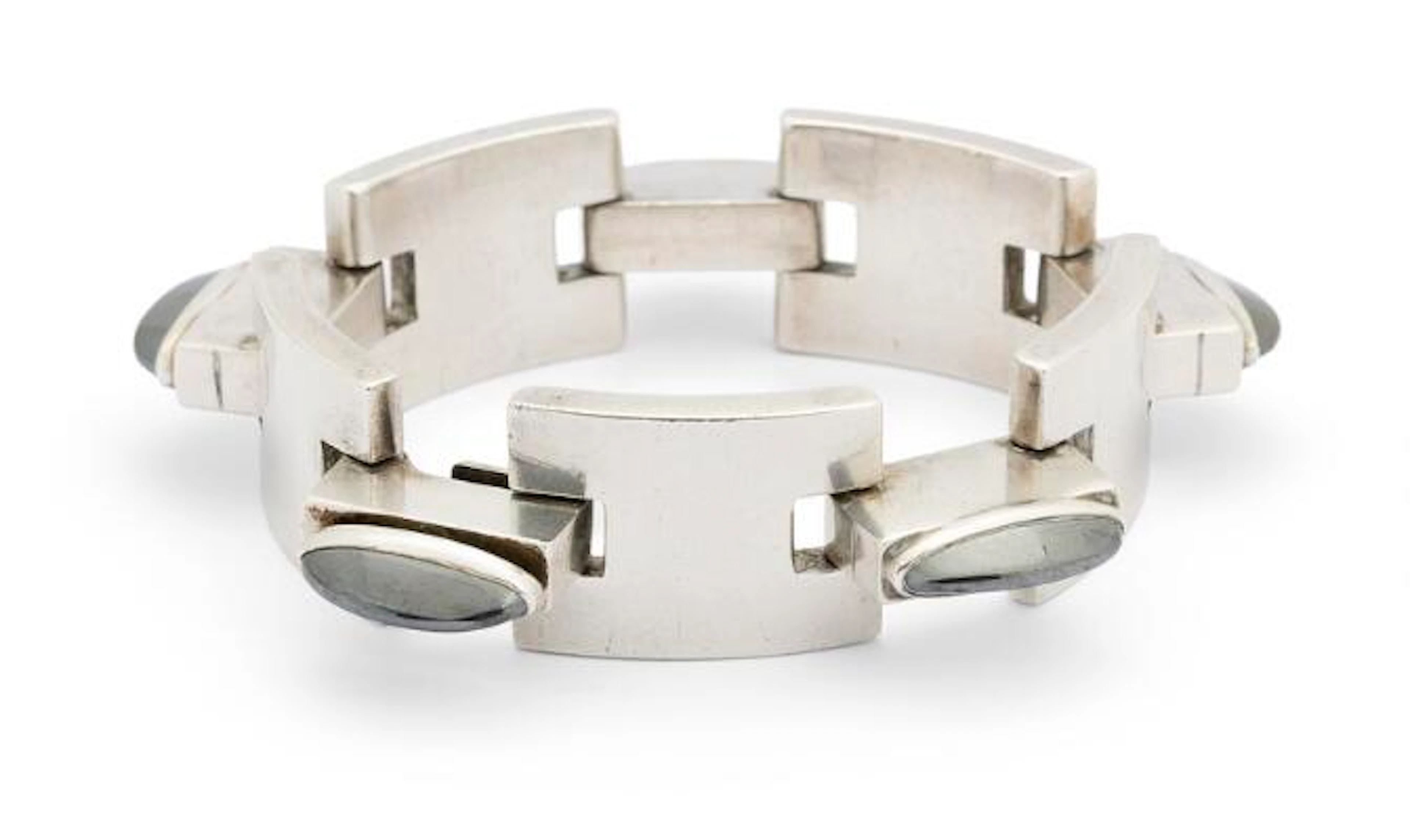Bent Knudsen: A hematite bracelet set with five hematites, mounted