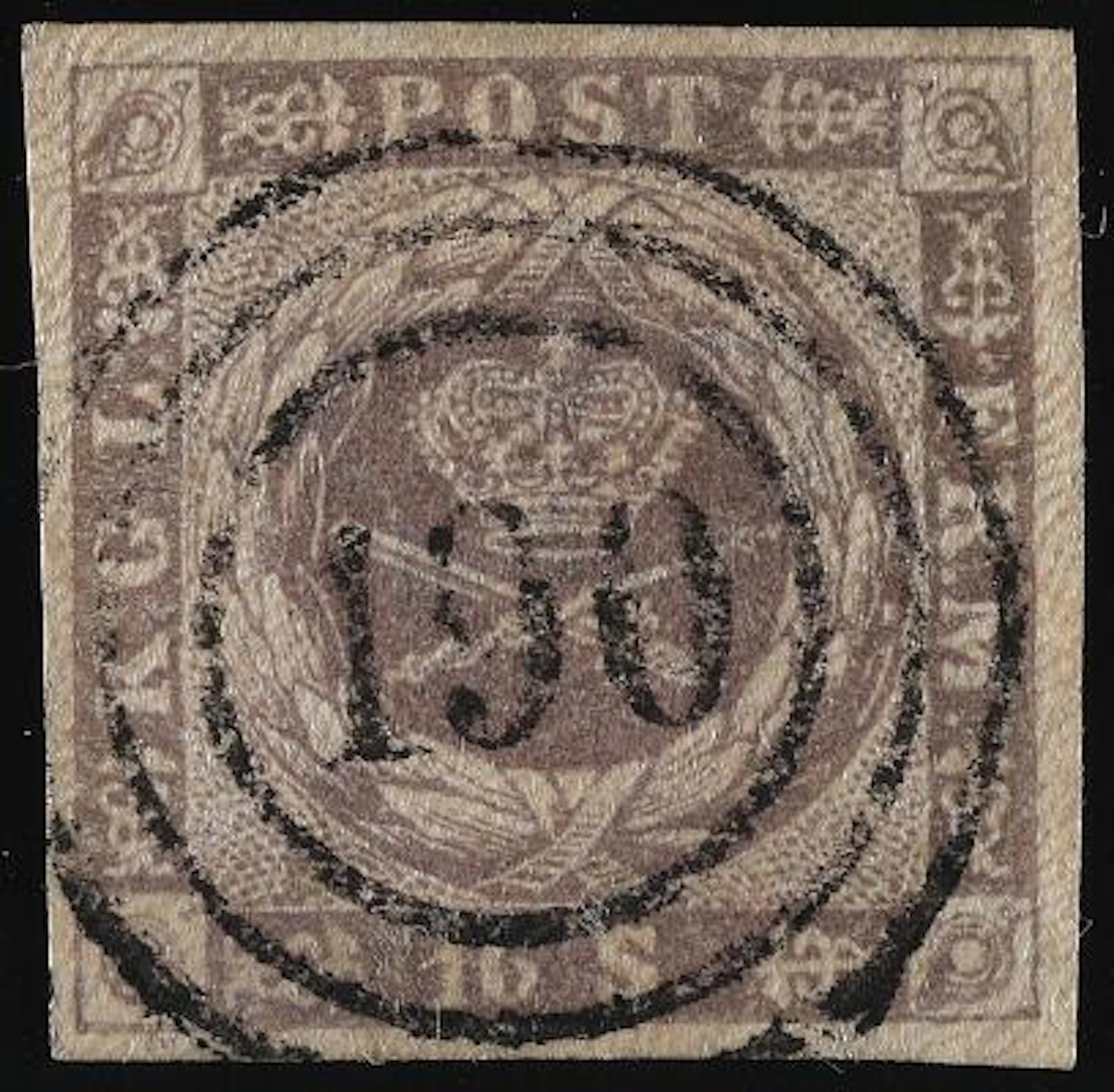 1854. 16 Skilling, grey violet. Excellent copy with upright and sharp