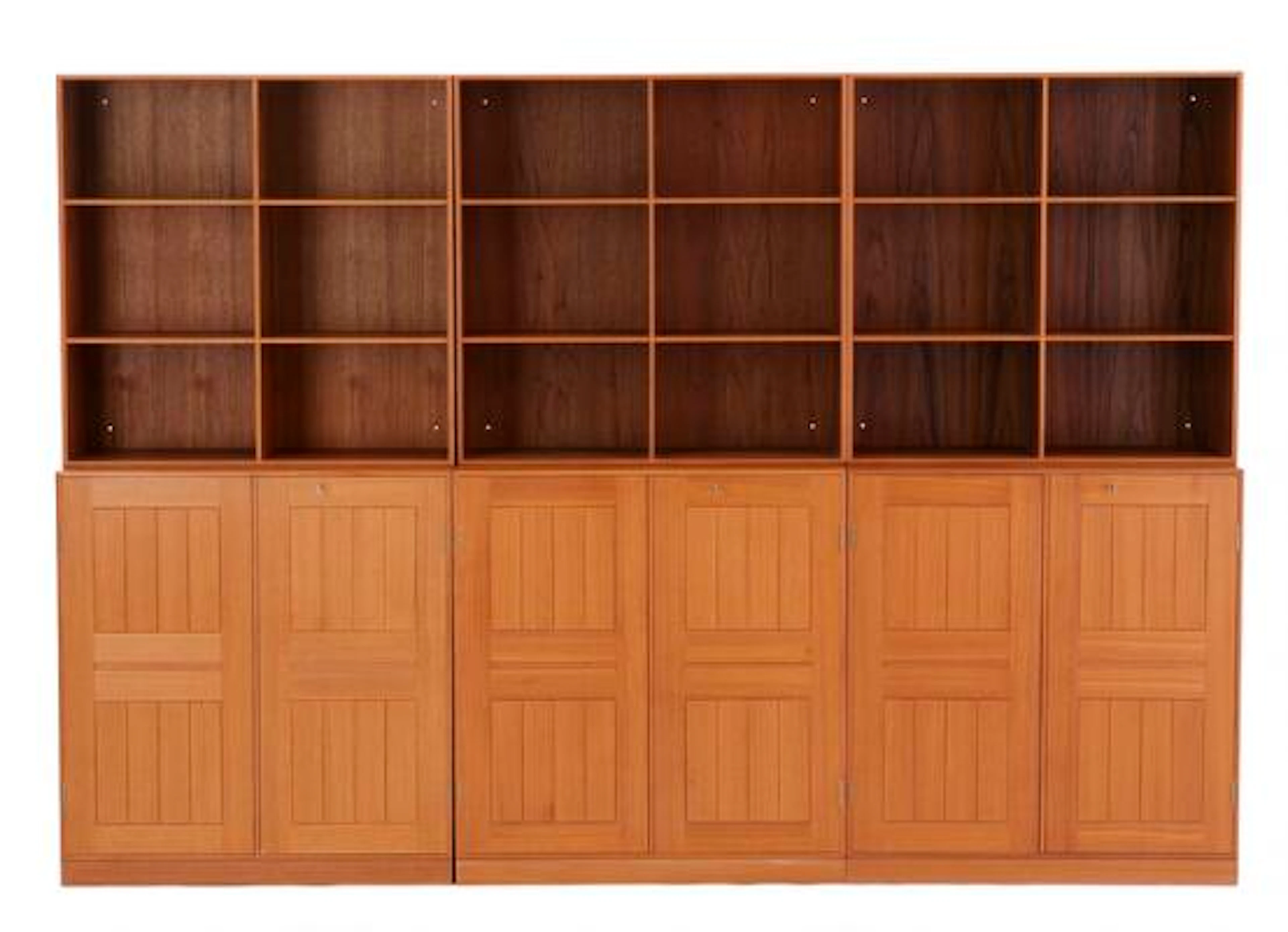 Mogens Koch: Solid teak wall unit, consisting of three cabinets with