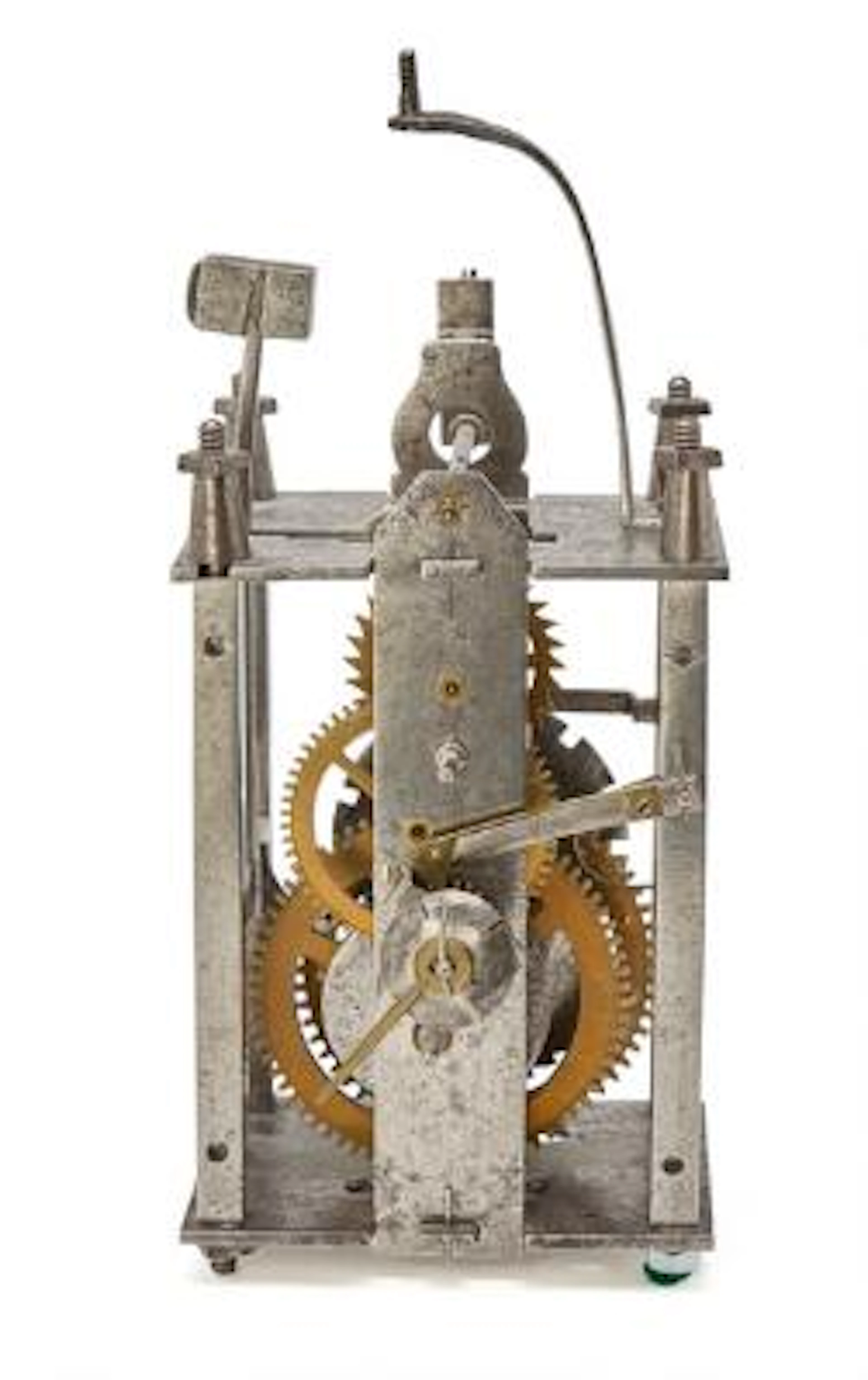 Renaissance iron clockwork mechanism, later brass gears. 18th and