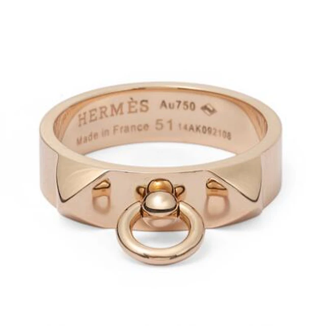 Hermès: A "Collier de chien" ring of 18k rose gold. Serial no. 19G132181.
