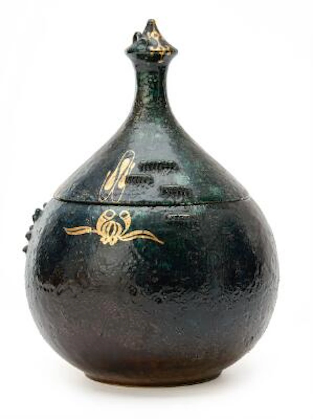 Bjørn Wiinblad: Onion-shaped earthenware lid jar modelled with relief