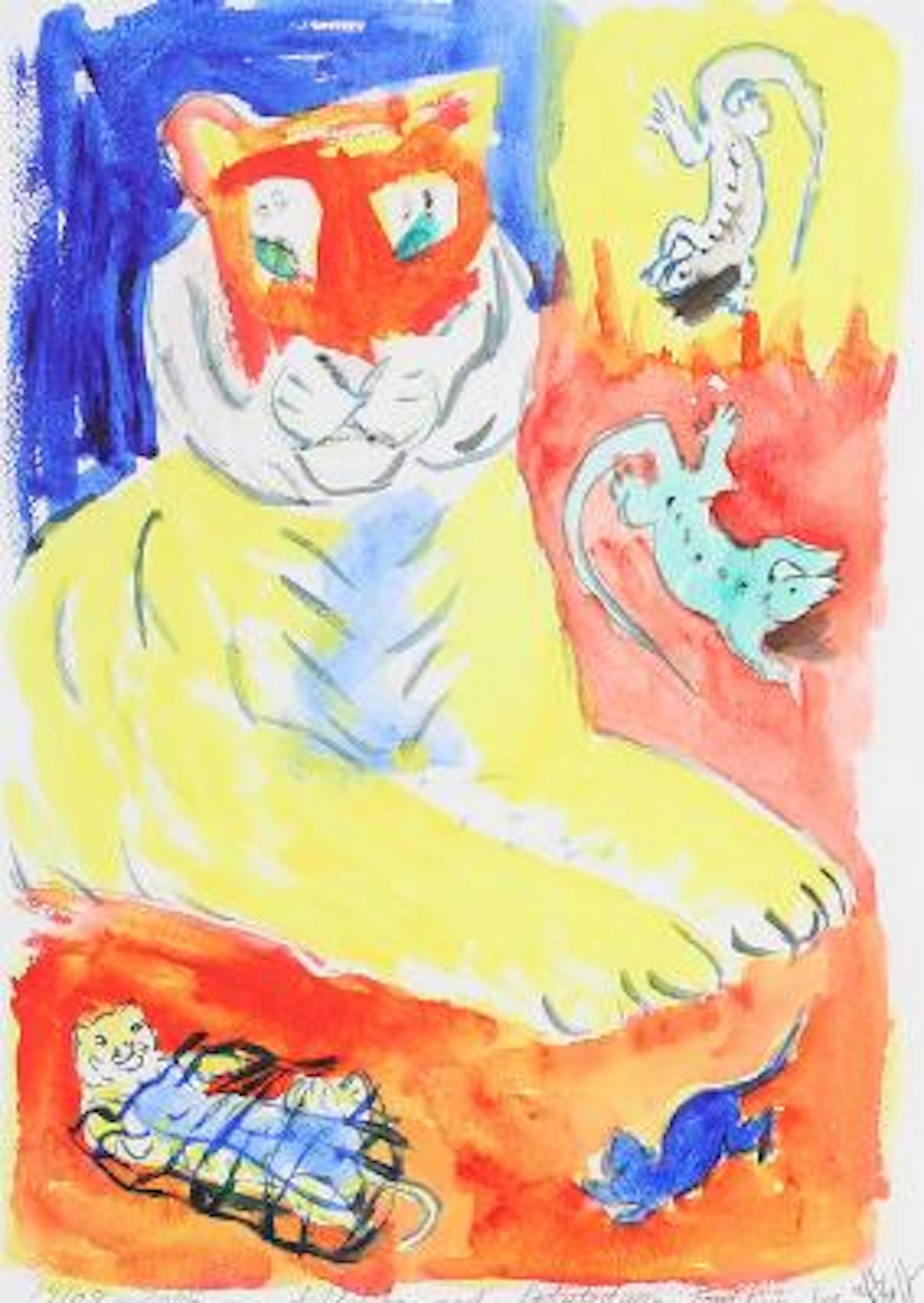 Uffe Christoffersen: Tiger, 2006. Signed and dated. Watercolour on