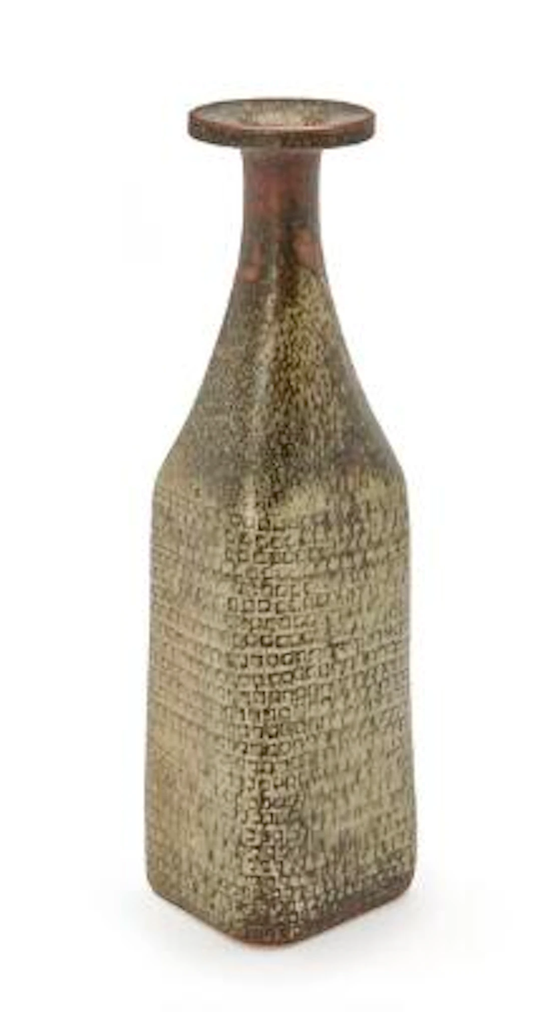 Stig Lindberg: A bottle-shaped stoneware vase with embossed relief