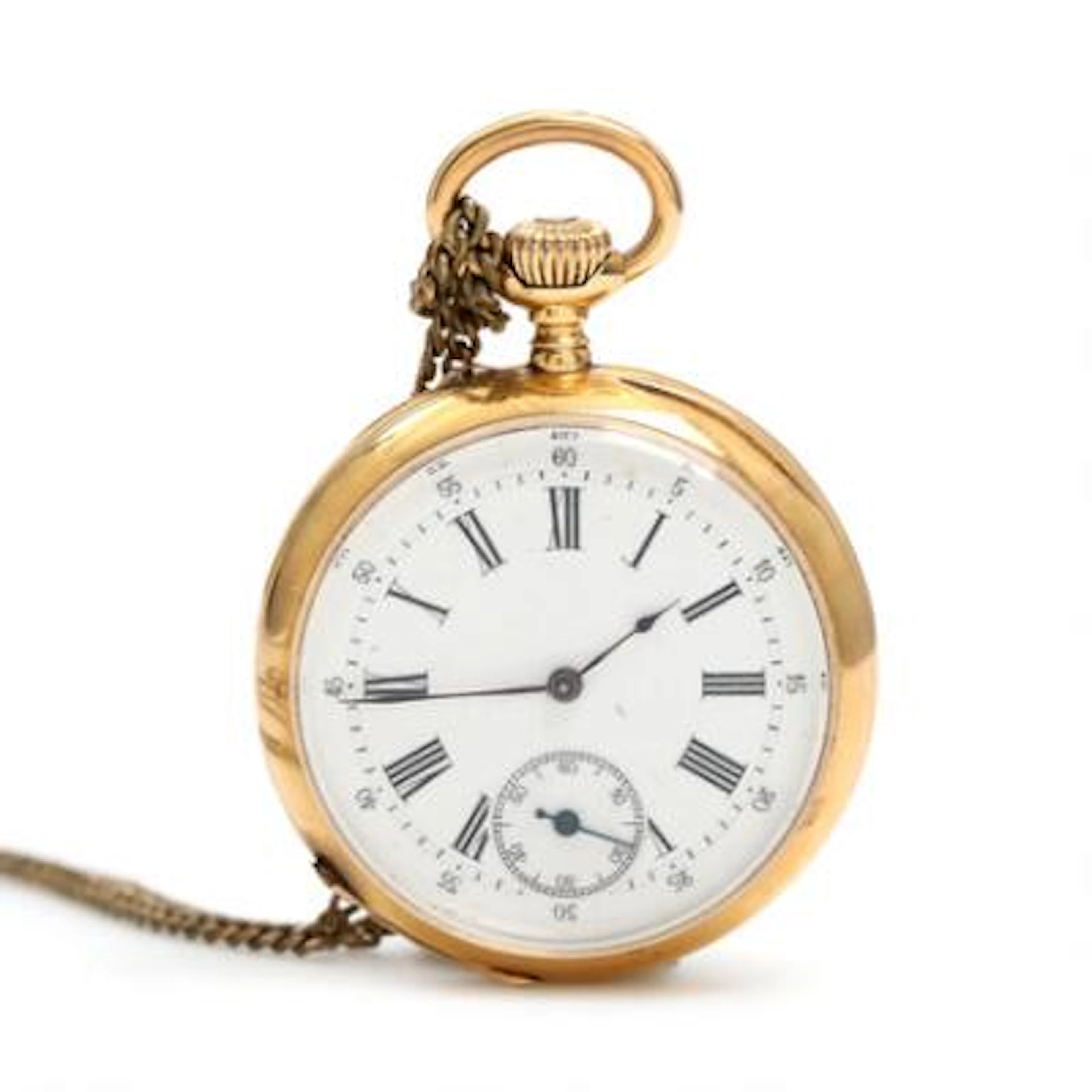 Pocket watch of 18k gold, ref. 6814. Mechanical movement with crown
