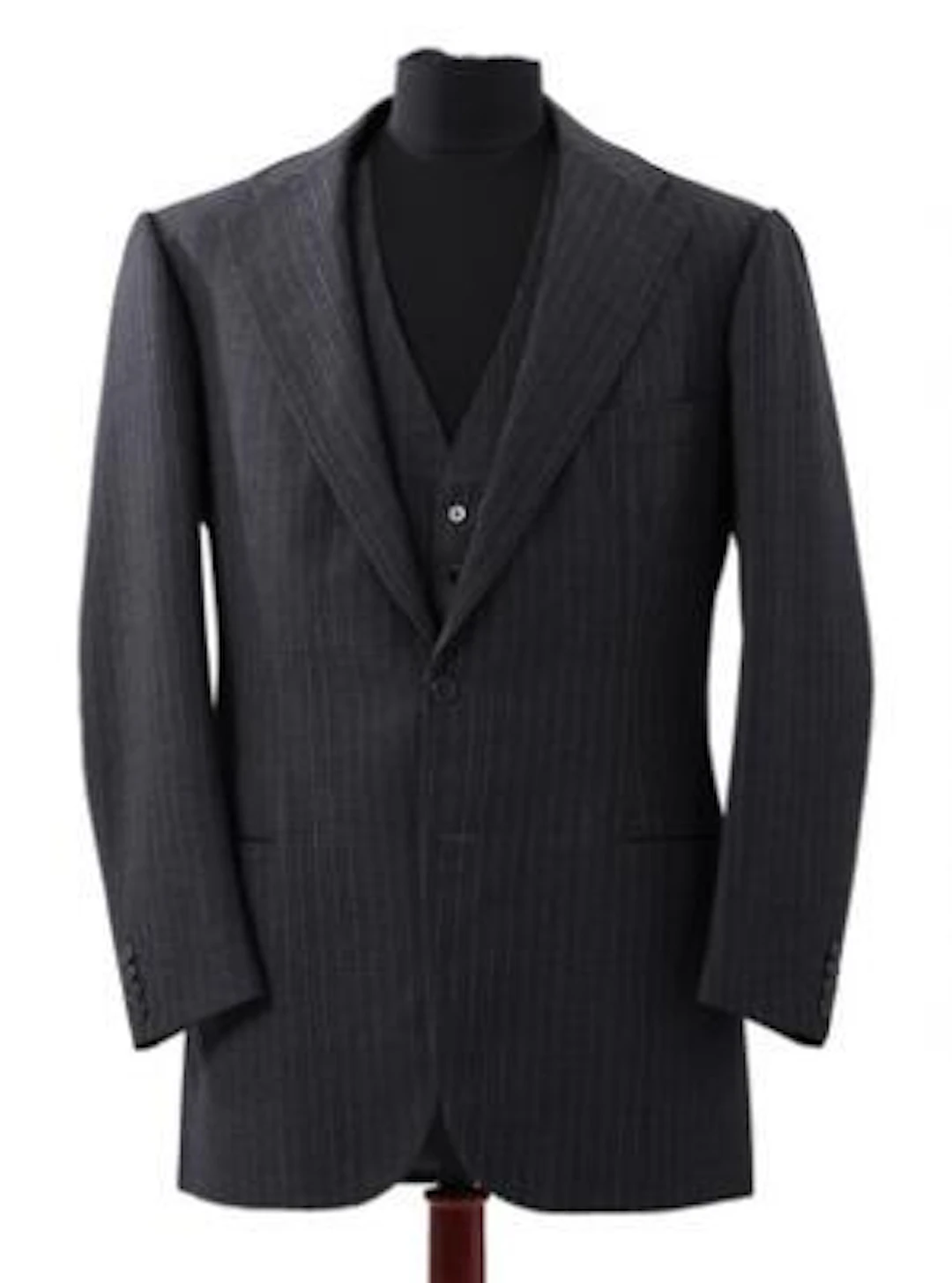 Alfred Alm: A three-piece charcoal grey pinstripe suit. 1987. (3)