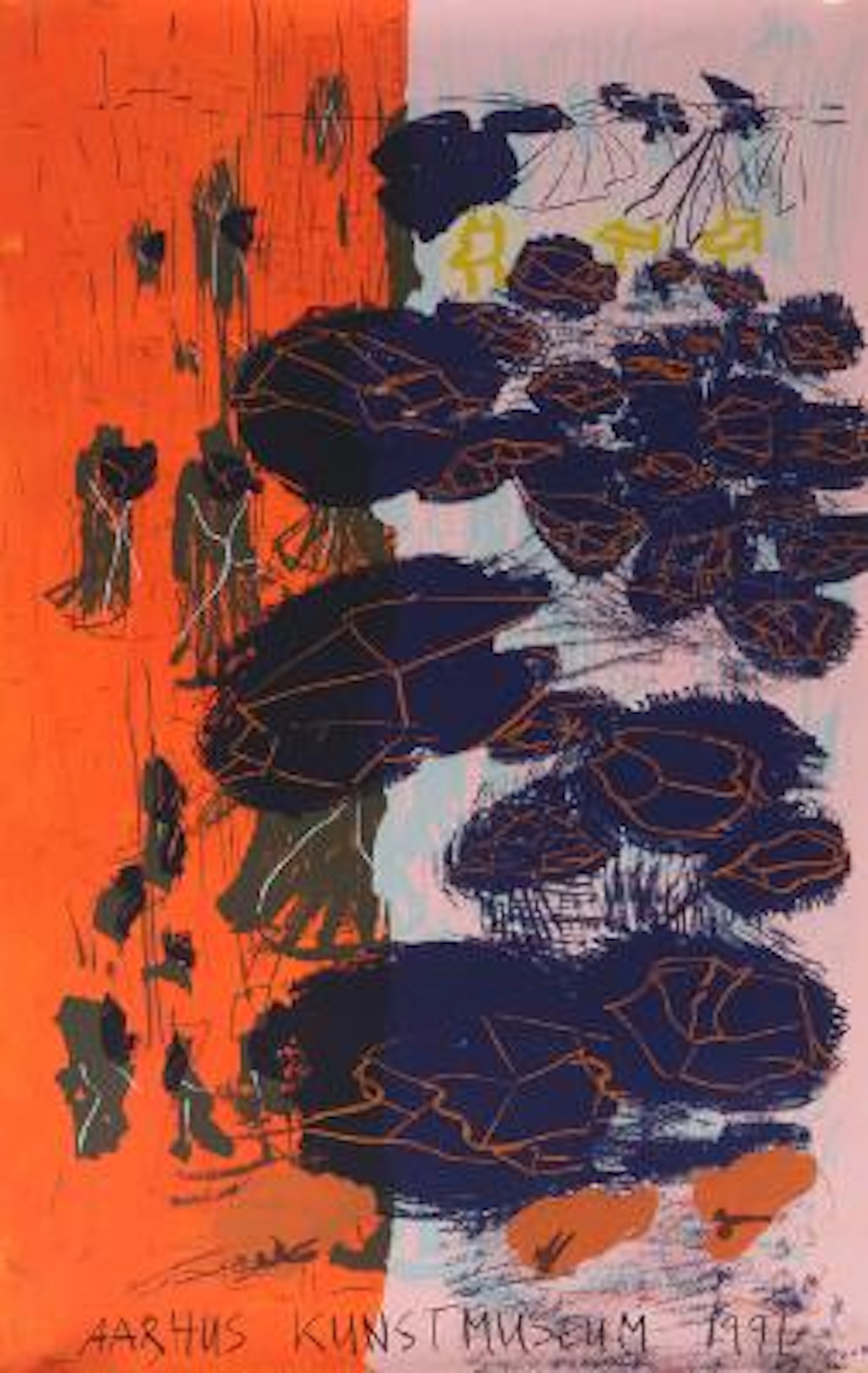Per Kirkeby: "Aarhus Kunstmuseum". 1991. Signed PK 91, 49/50. Lithograph