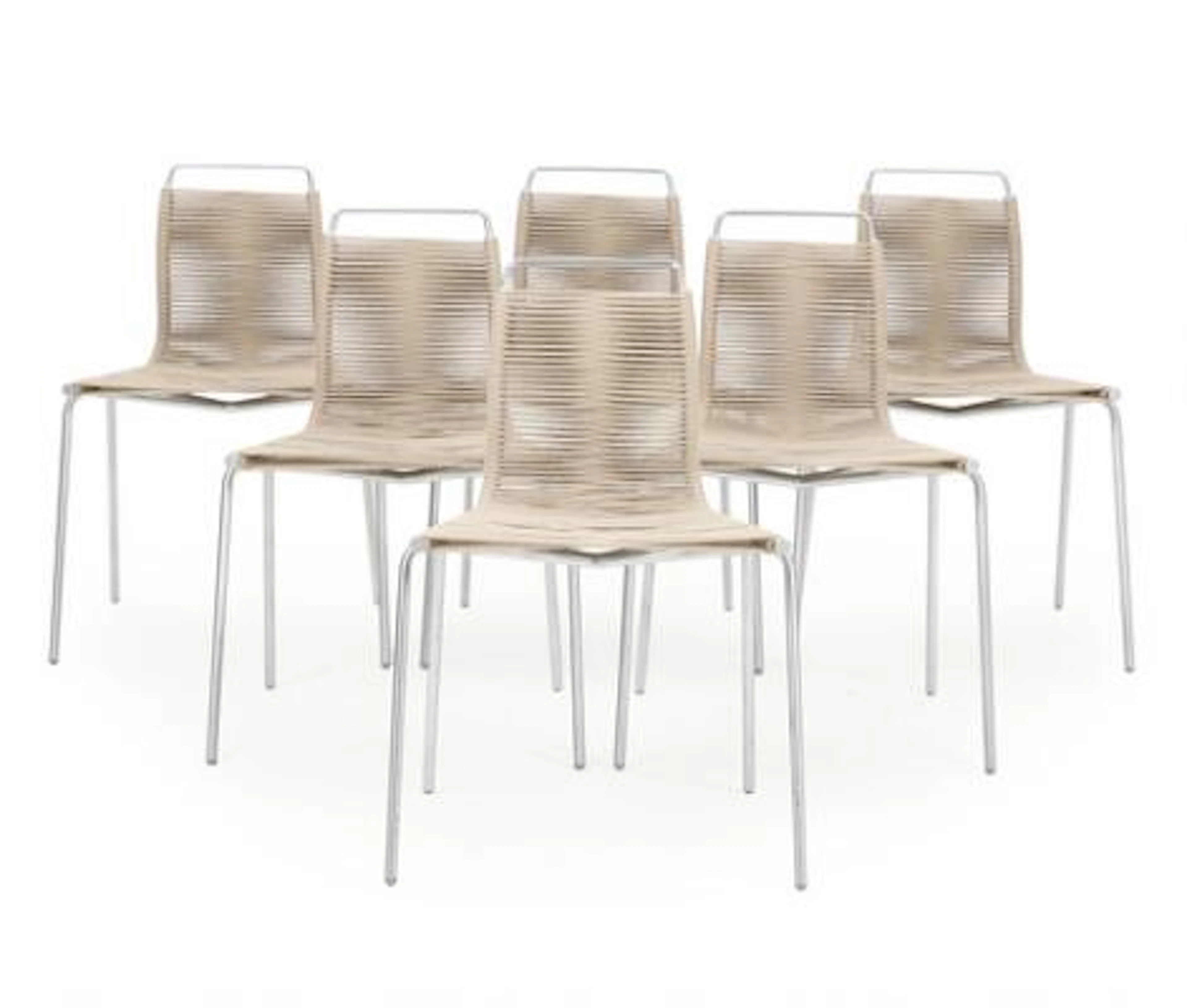 Poul Kjærholm: “PK-2”. Set of six chairs with chromed steel frame.