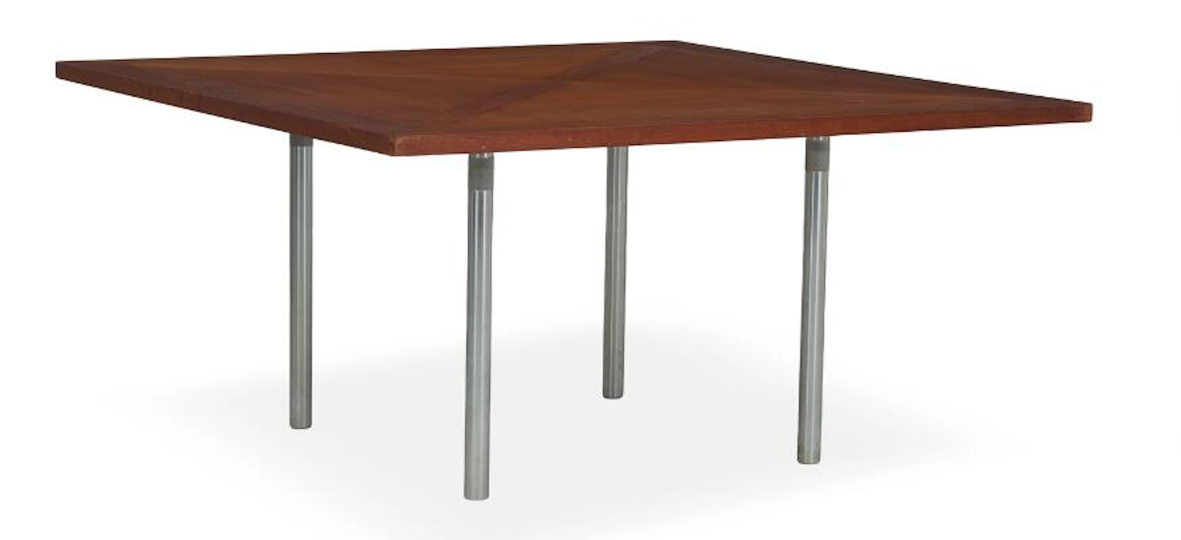 Poul Kjærholm: "PK 140". Square table in mahogany with moulded edge