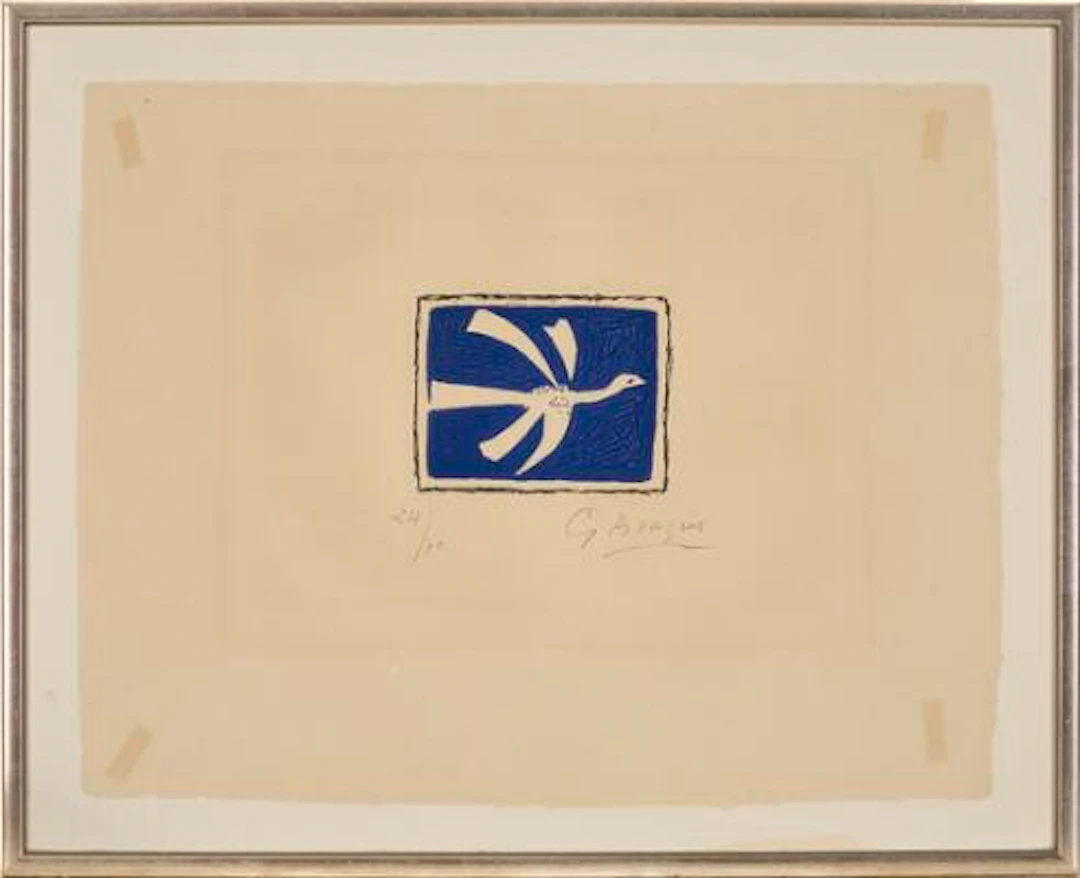 Georges Braque: "Oiseau", from the series "Août", 1958. Signed G.