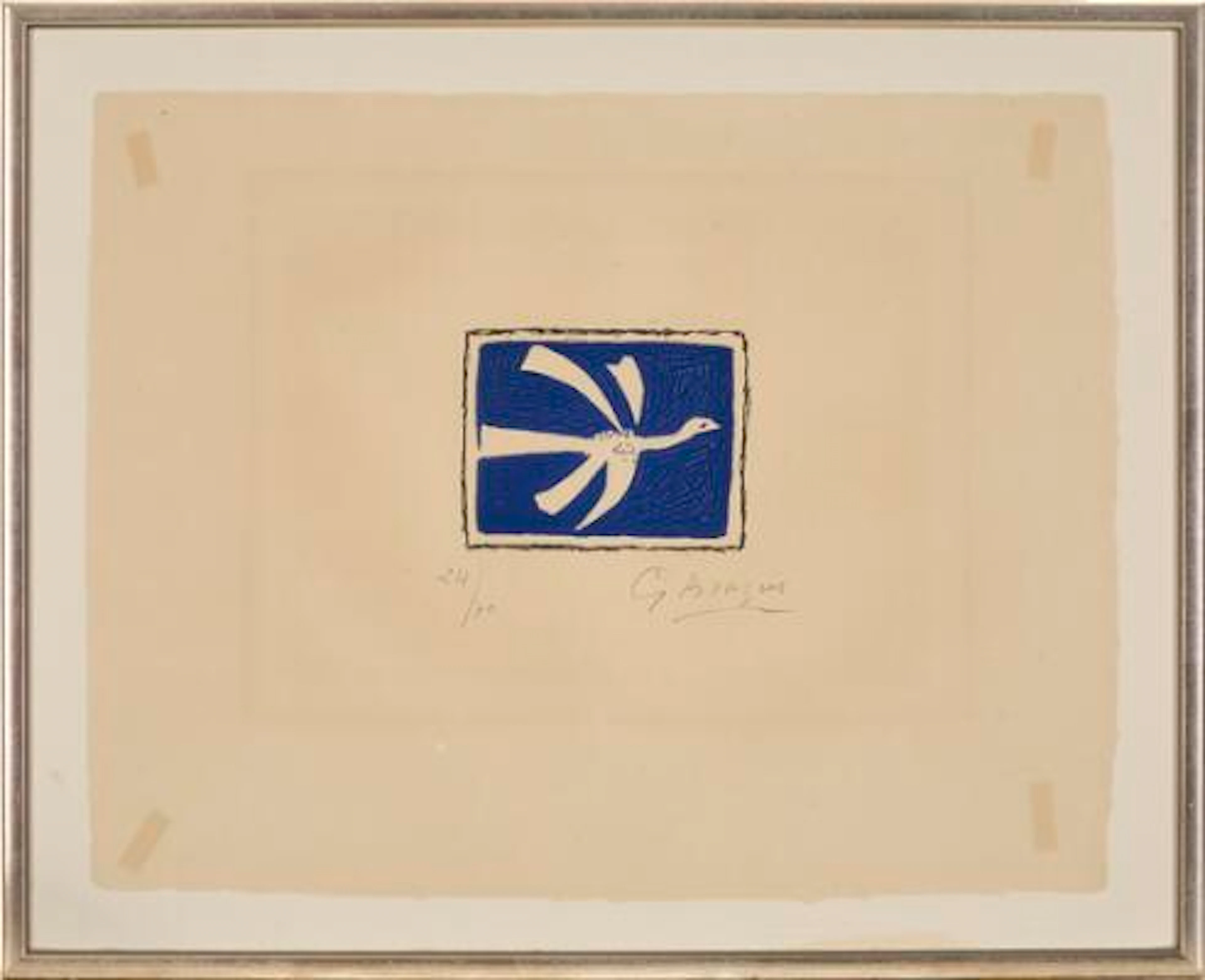 Georges Braque: "Oiseau", from the series "Août", 1958. Signed G.