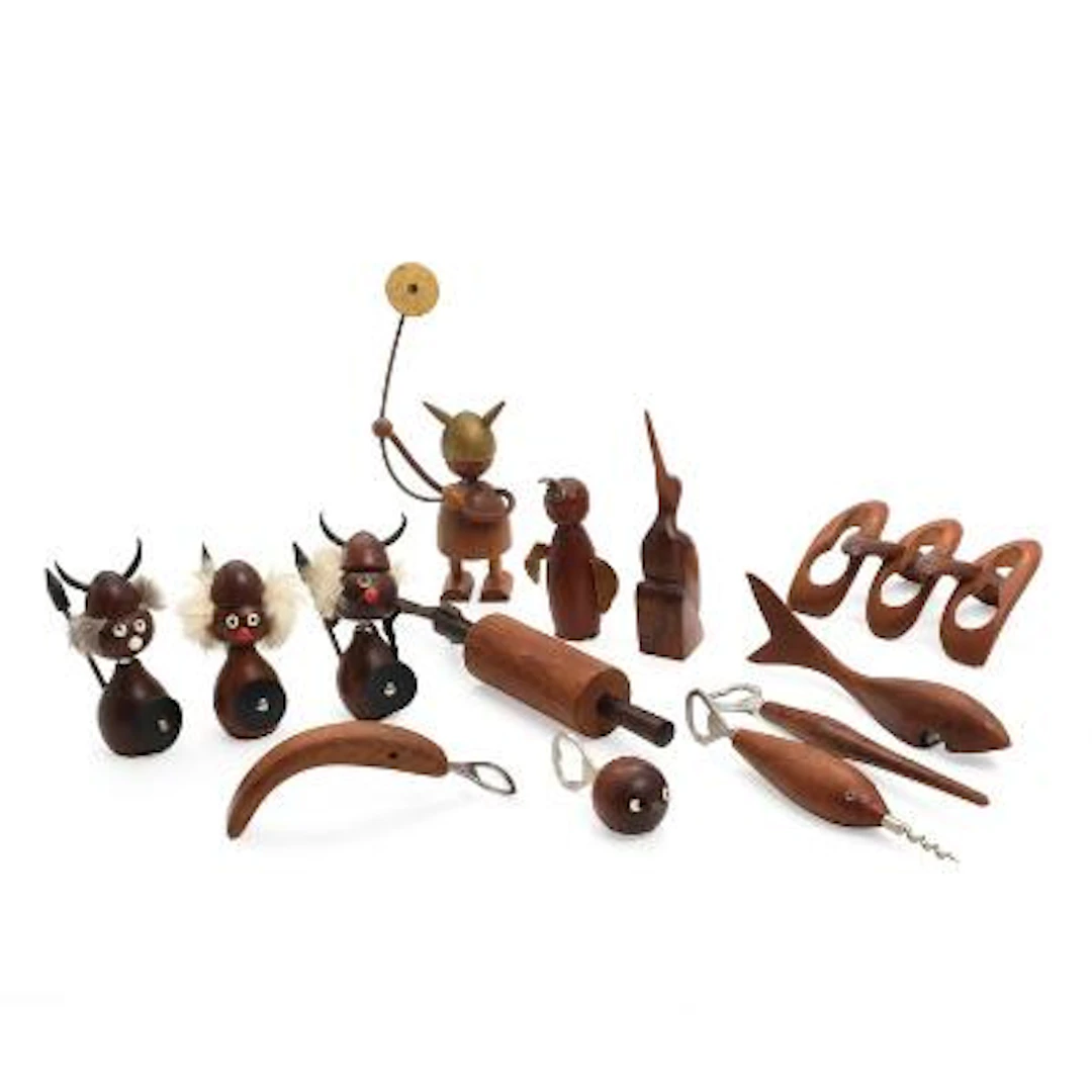 Danish design: A collection of ten teak and rosewood openers in the