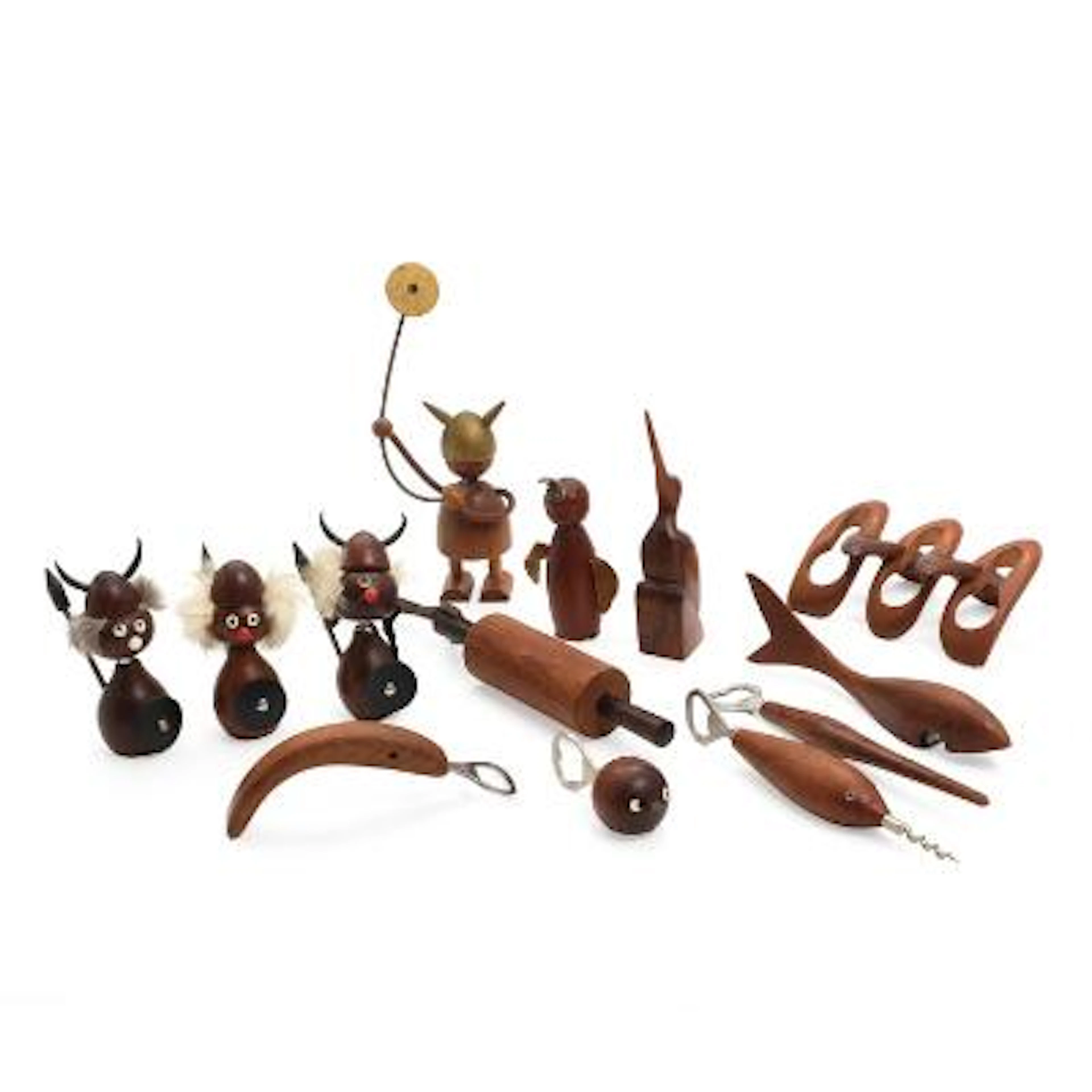 Danish design: A collection of ten teak and rosewood openers in the