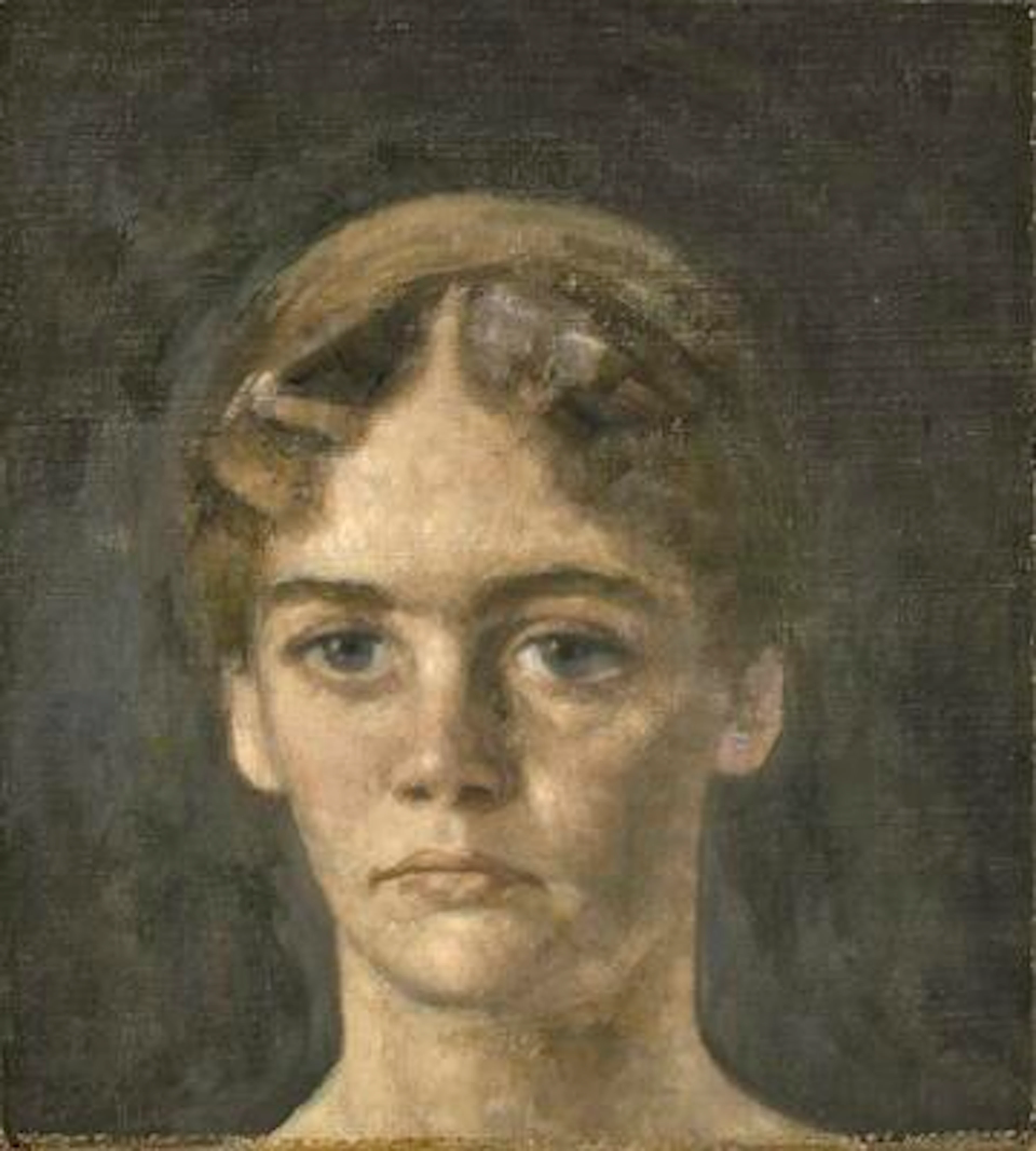 Vilhelm Hammershøi: Portrait head. Preparatory study for the portrait