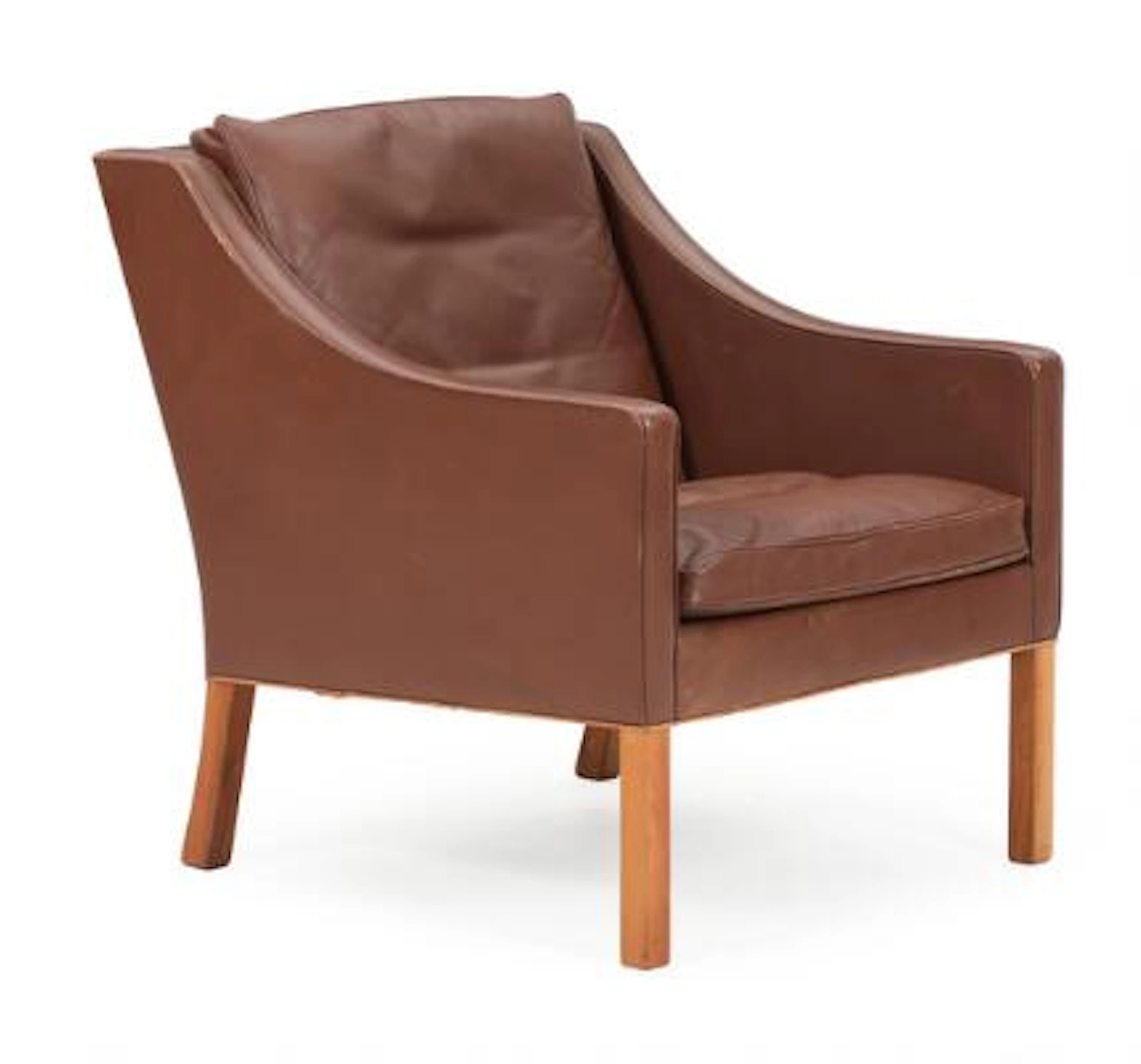 Børge Mogensen: Easy chair with cherry wood legs, upholstered with