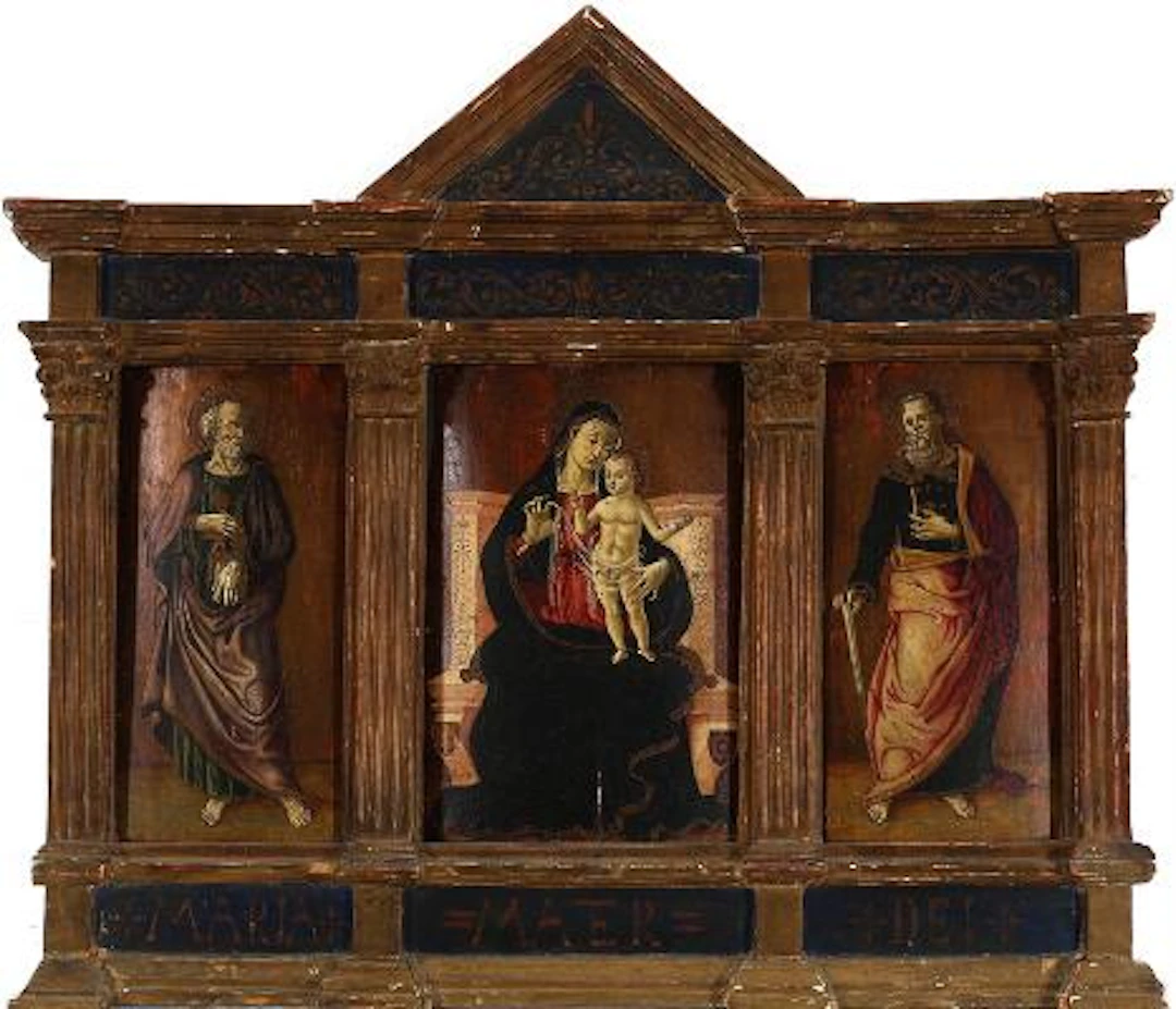 Antoniazzo Romano, after: Triptych with Madonna and Child flanked
