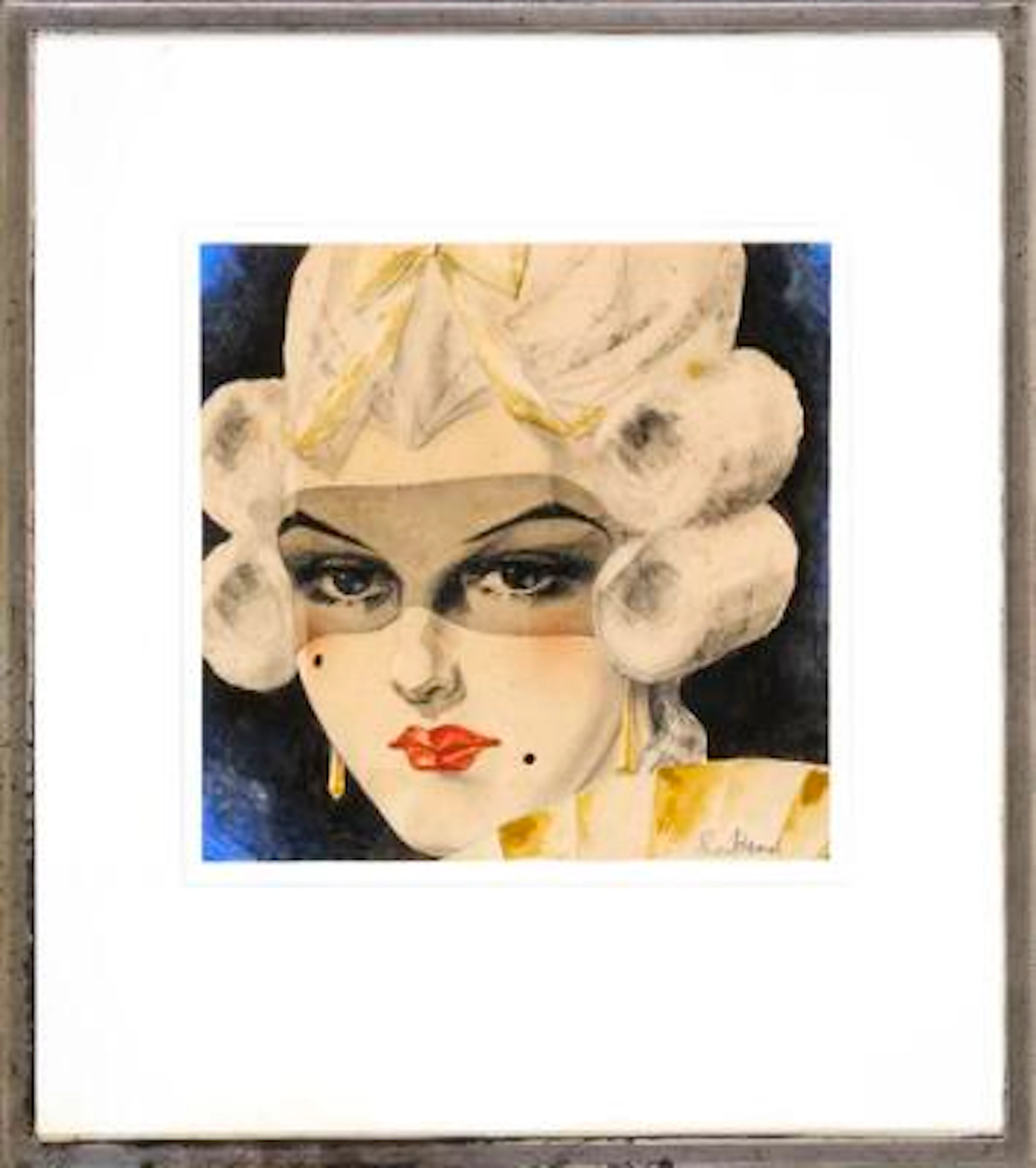 Sven Brasch: Woman's portrait. Signed Sven Brasch. Watercolour and