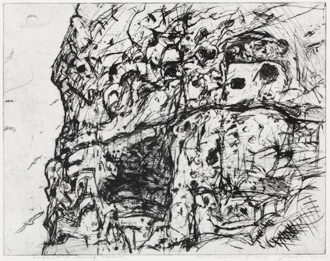 John Olsen: "Fuglefjeld, Skúvoy, Færøerne". Signed John Olsen 68