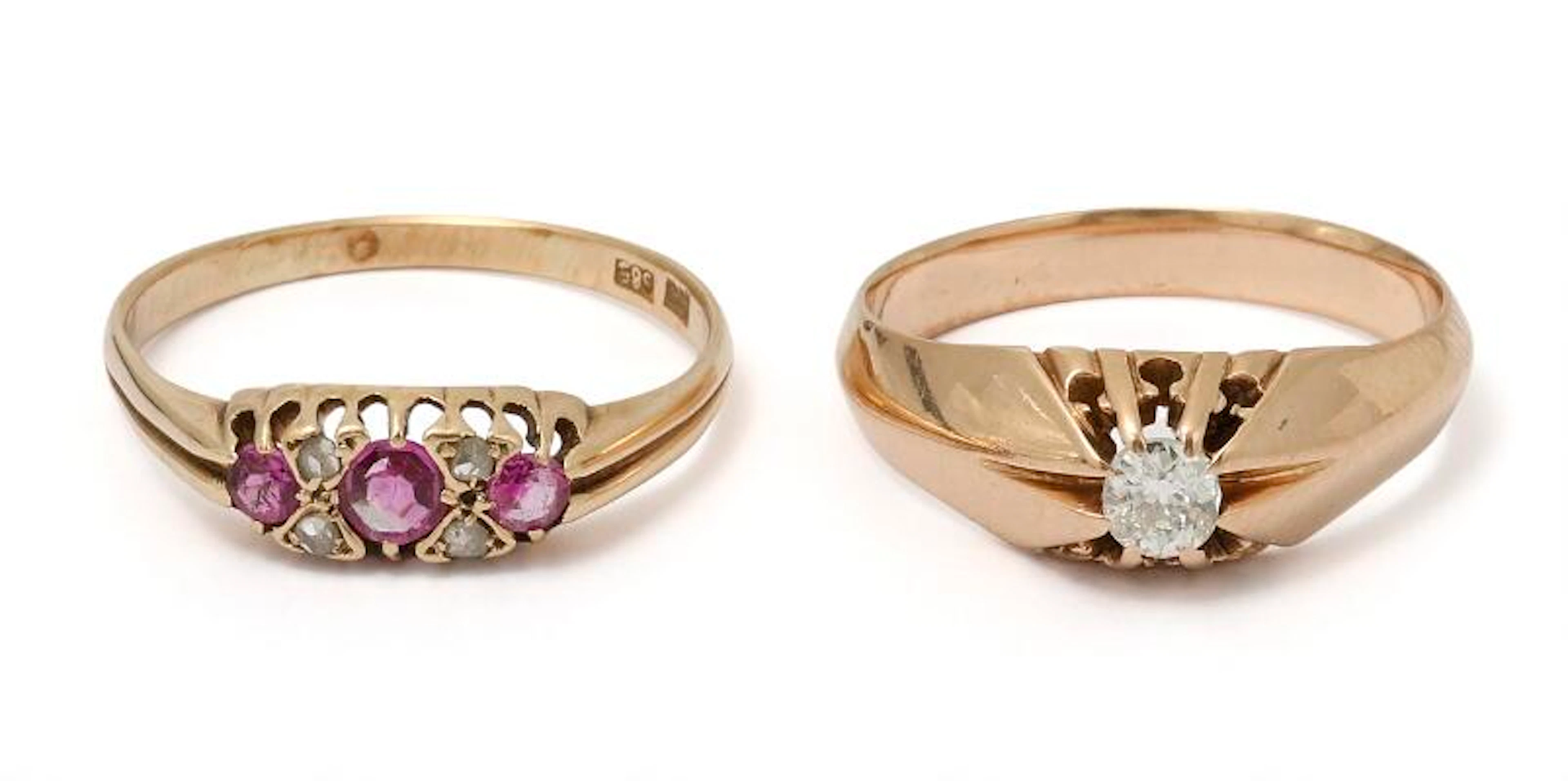 Peter Hertz: Two rings set with respectively rubies and diamonds and