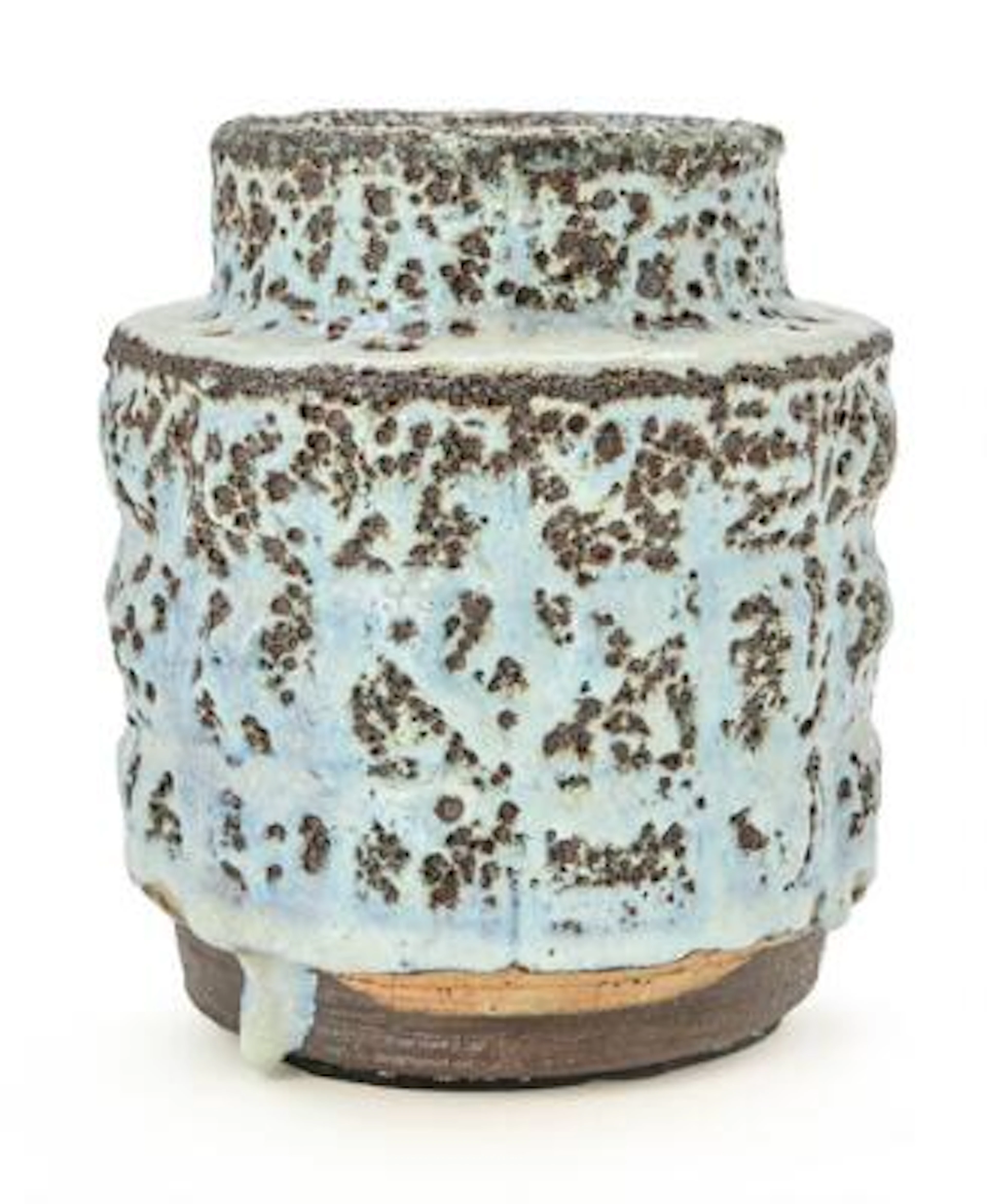 Lis Ehrenreich: High-fired earthenware vase modelled with relief patterns.