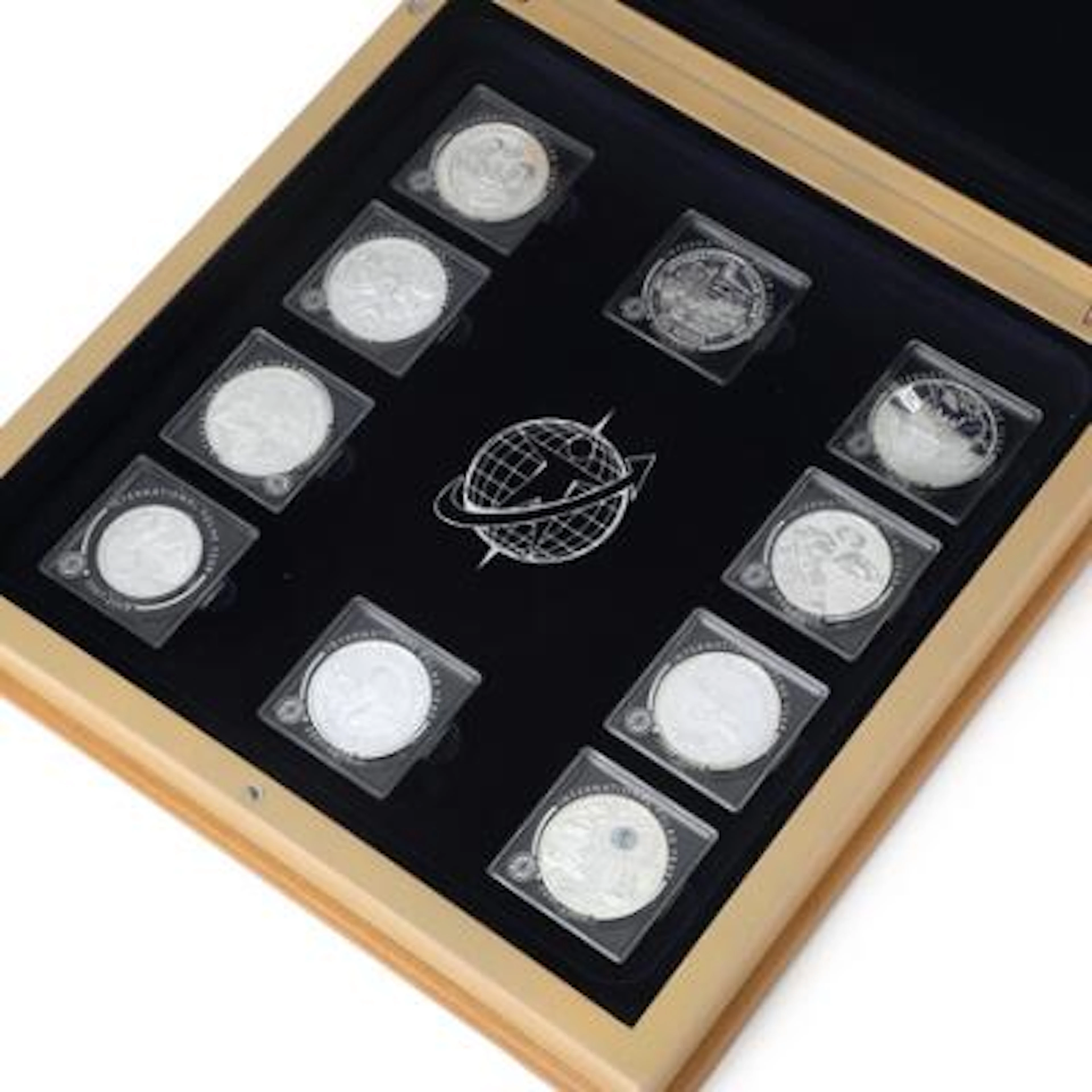 Box with silver coins from the International Polar Year 2007–2008