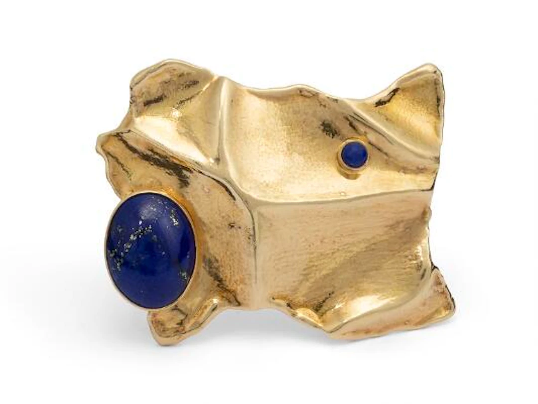 John Rørvig: A lapis lazuli brooch set with polished lapis lazuli