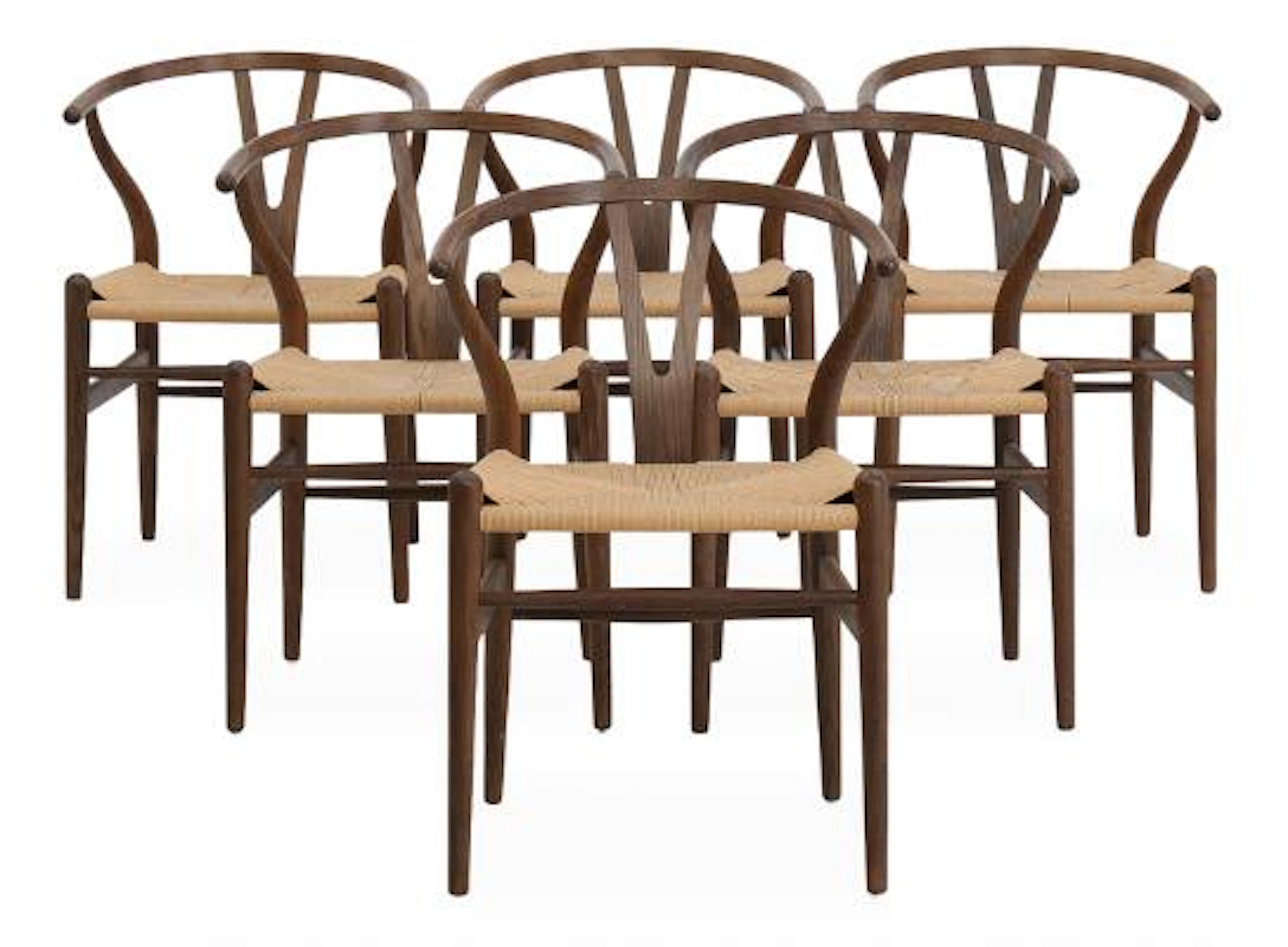 Hans J. Wegner: “Wishbone Chair”. A set of six "Ancient oak" armchairs.