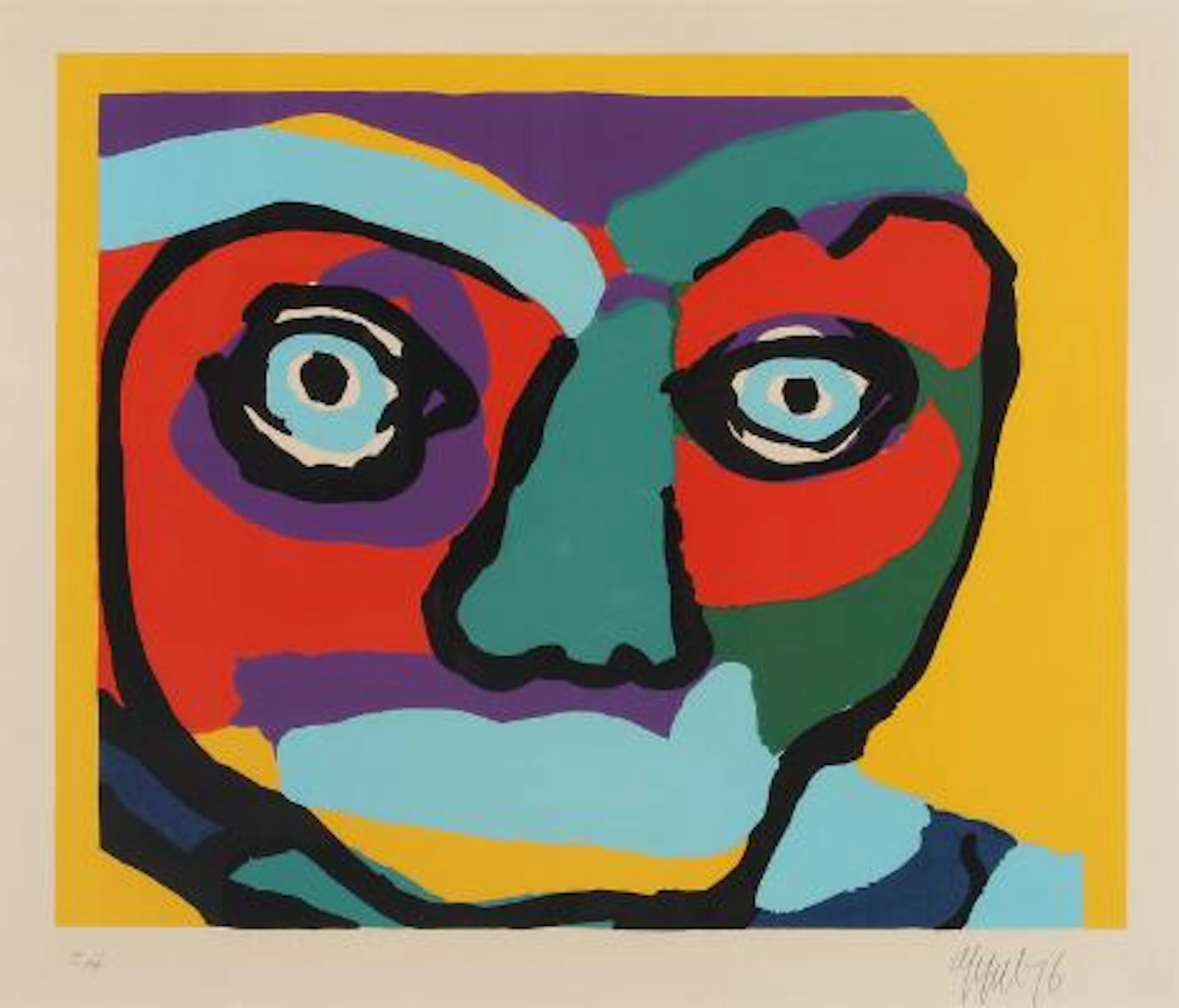 Karel Appel: Face, 1976. Signed and dated Appel 76, E. A. Lithograph