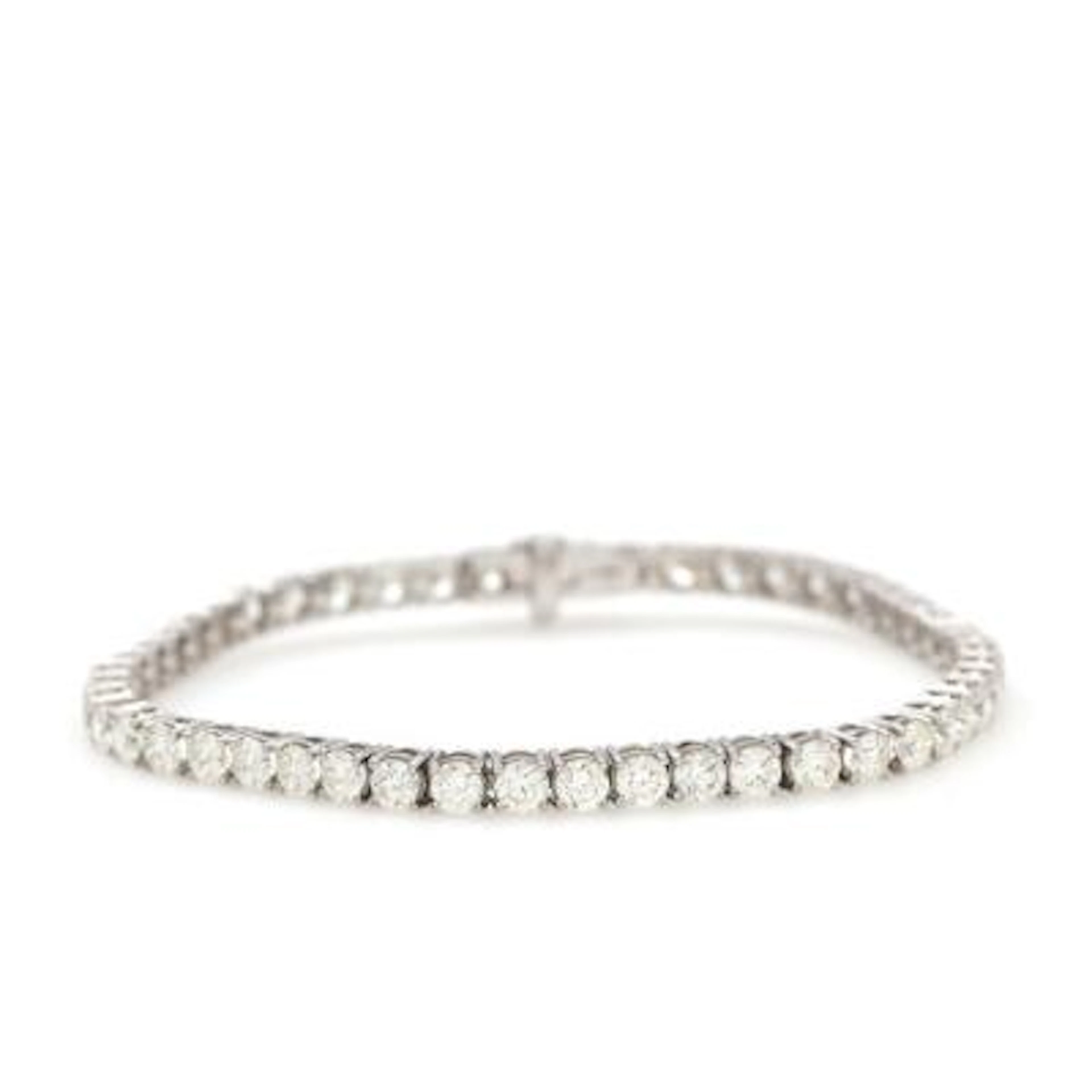 A diamond tennis bracelet set with 49 brilliant-cut diamonds weighing