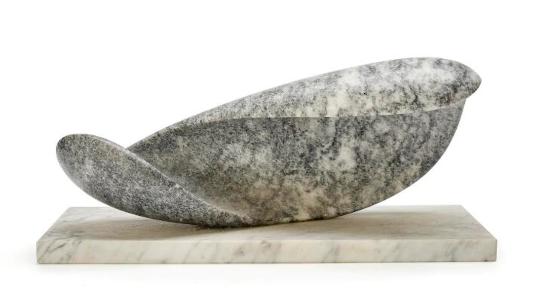 Barbara K. Shanklin: Untitled. Unsigned. Grey marble on a white marble