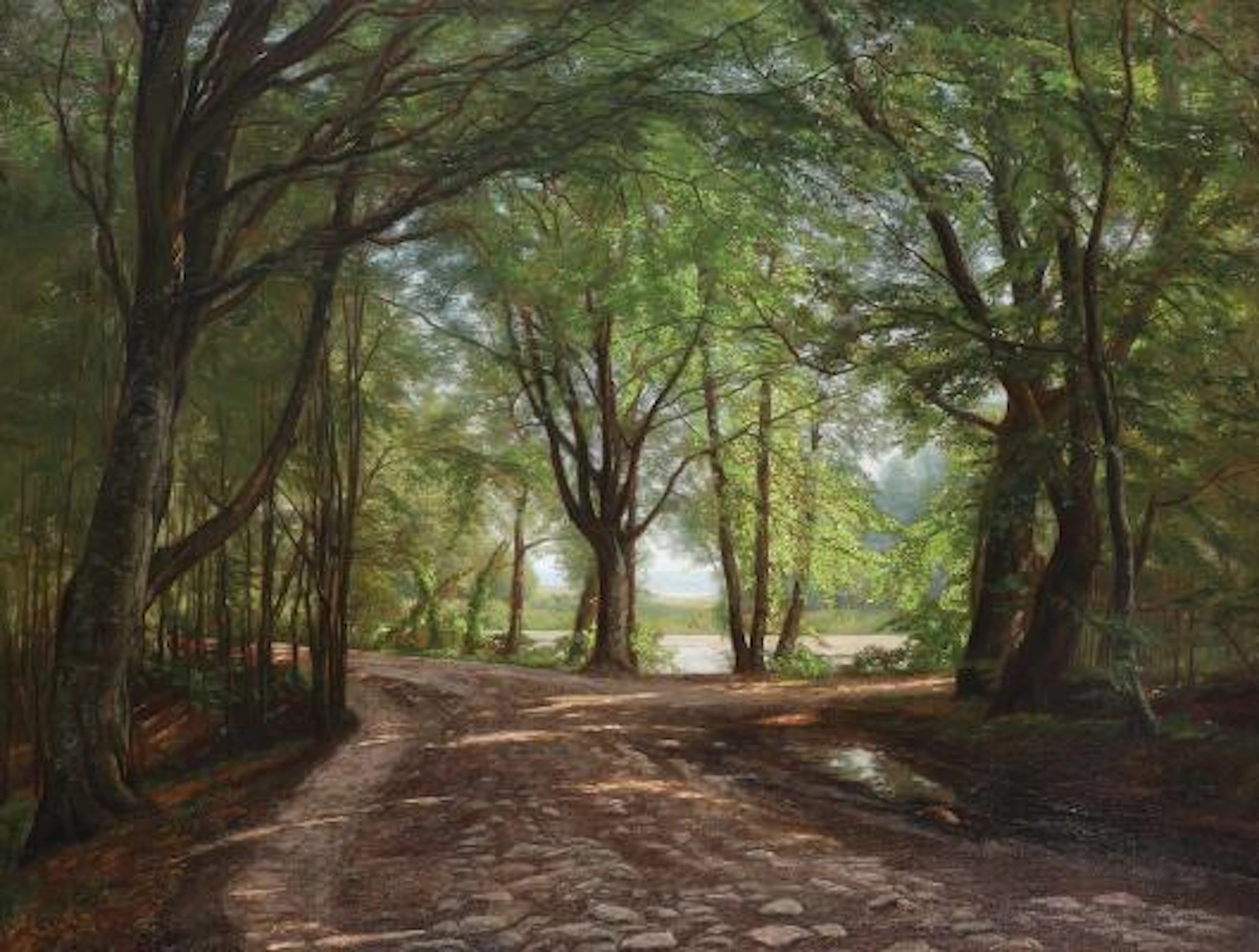 August Schiøtt: "Fra Vandløbet i Hellebæk Skov". Signed and dated