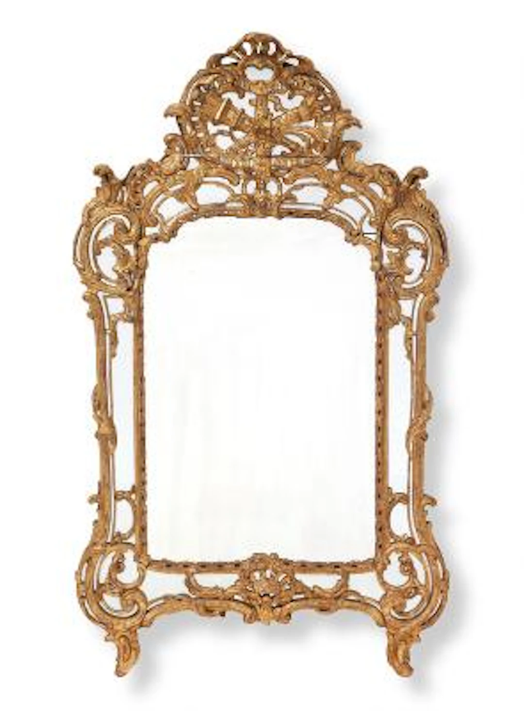 A large Régence giltwood mirror. C. 1725. H. 167 cm. W. 97 cm. – Bruun
