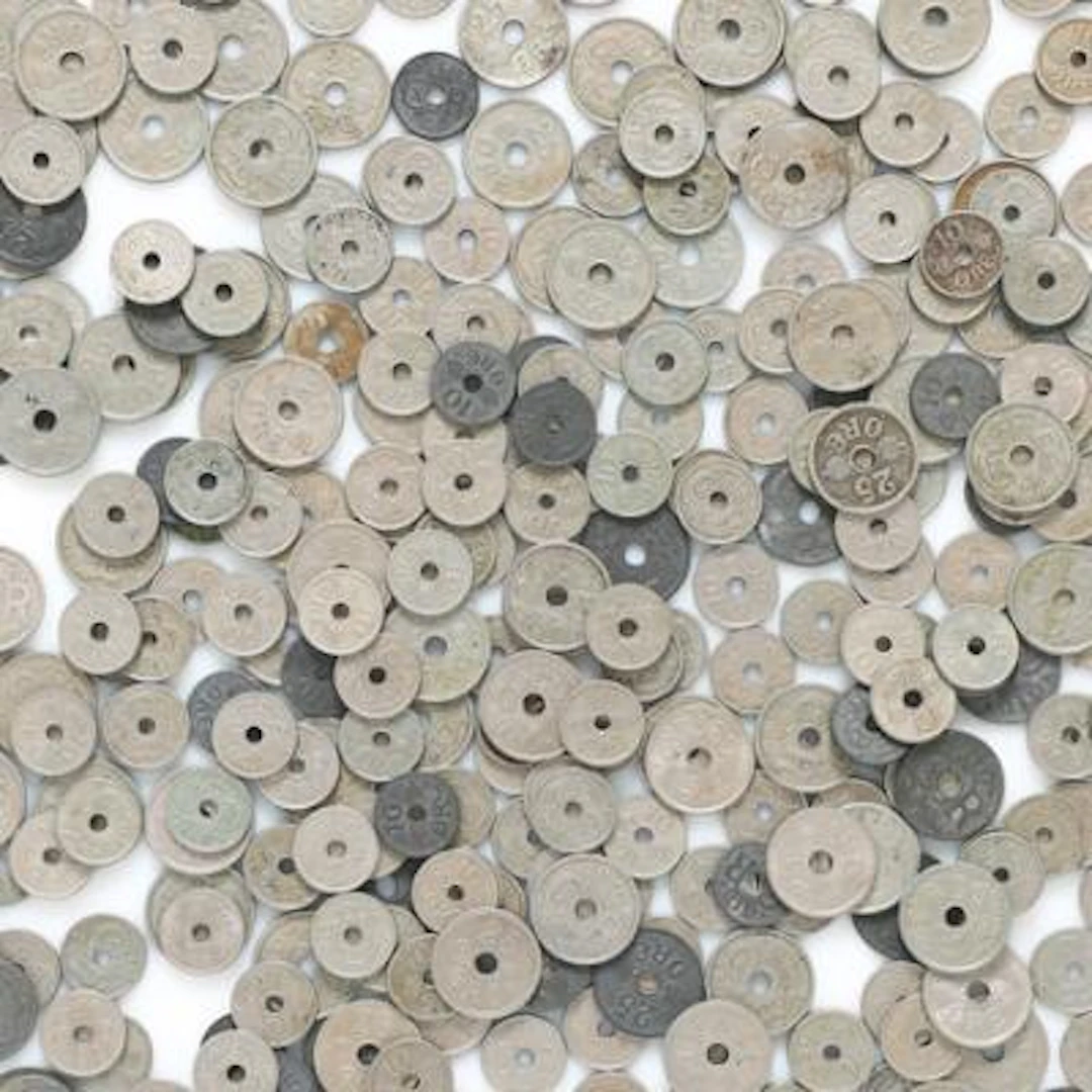 Collection of 10 and 25 øre coins from Christian X, in total 308 pcs
