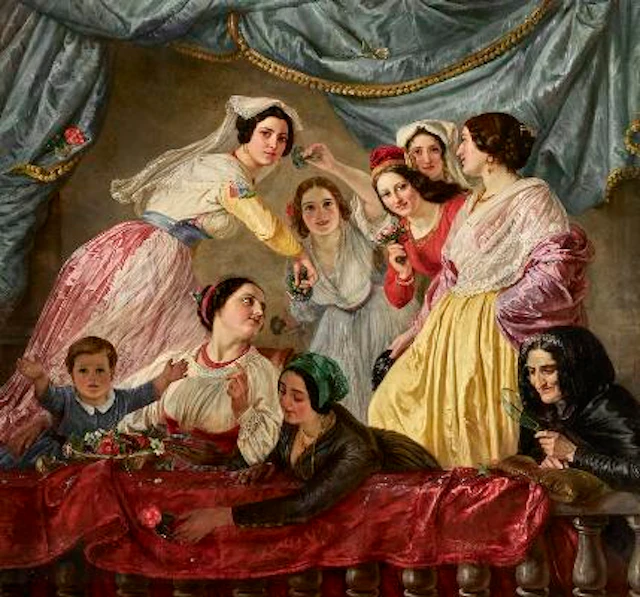 Elisabeth Jerichau Baumann: Scene from the Roman Carnival. Signed
