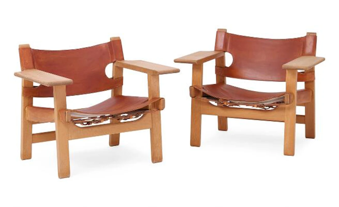 Børge Mogensen: “The Spanish chair”. A pair of solid oak easy chairs.
