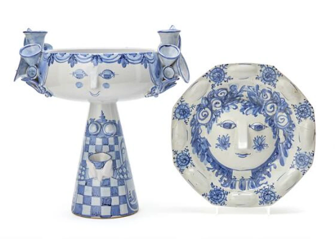 Bjørn Wiinblad: Earthenware wall relief and tazza modelled in the