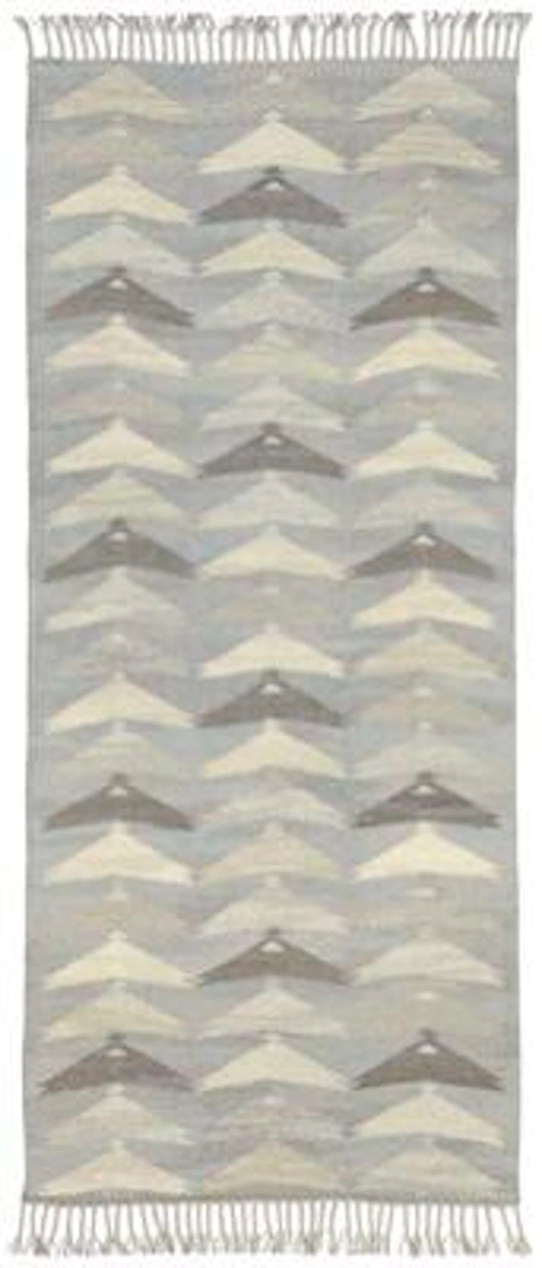 Ingrid Dessau: "Fågelsträck". Handwoven wool carpet. Pattern in shades