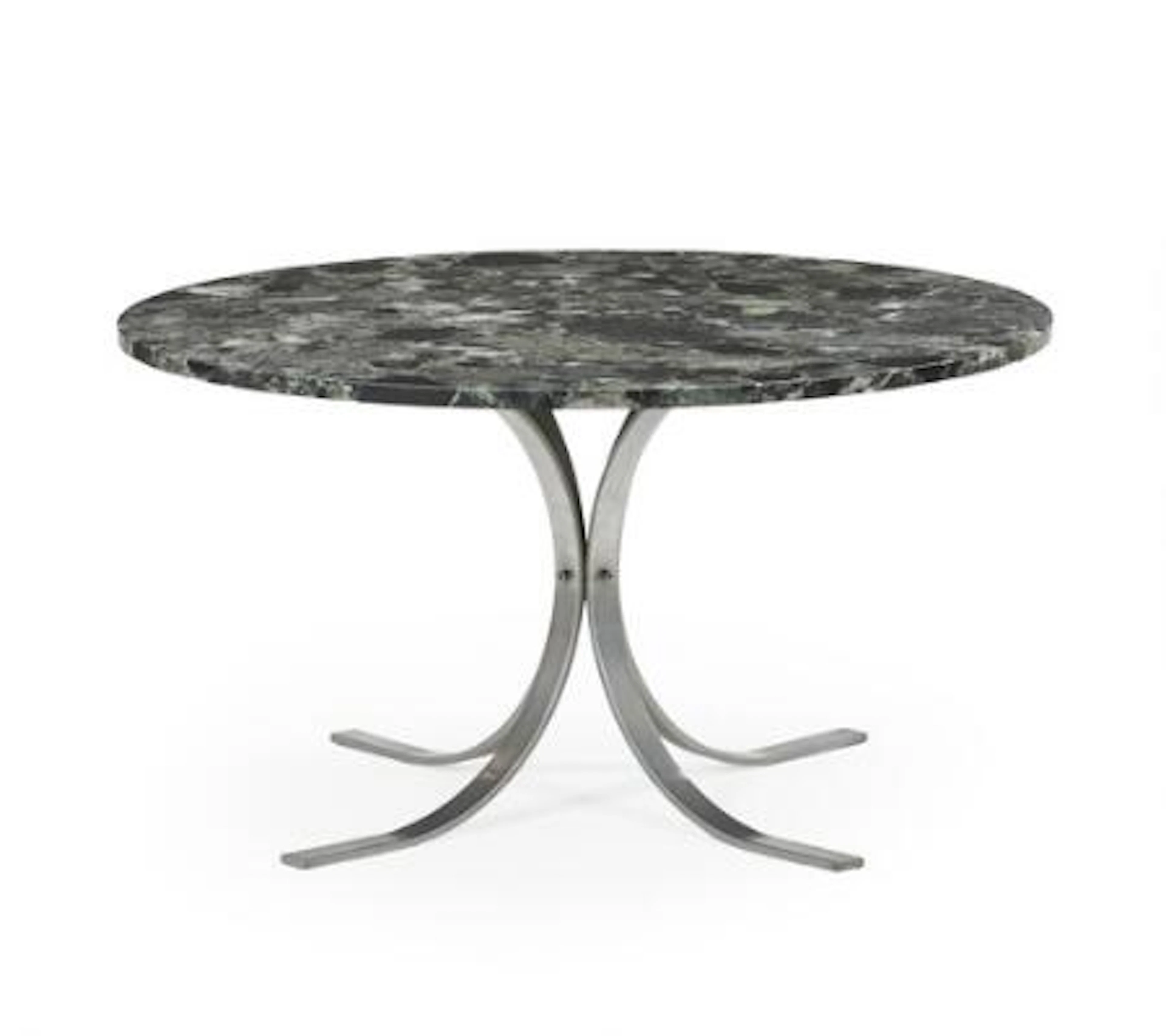 Unknown furniture design: A circular coffee table with steel frame