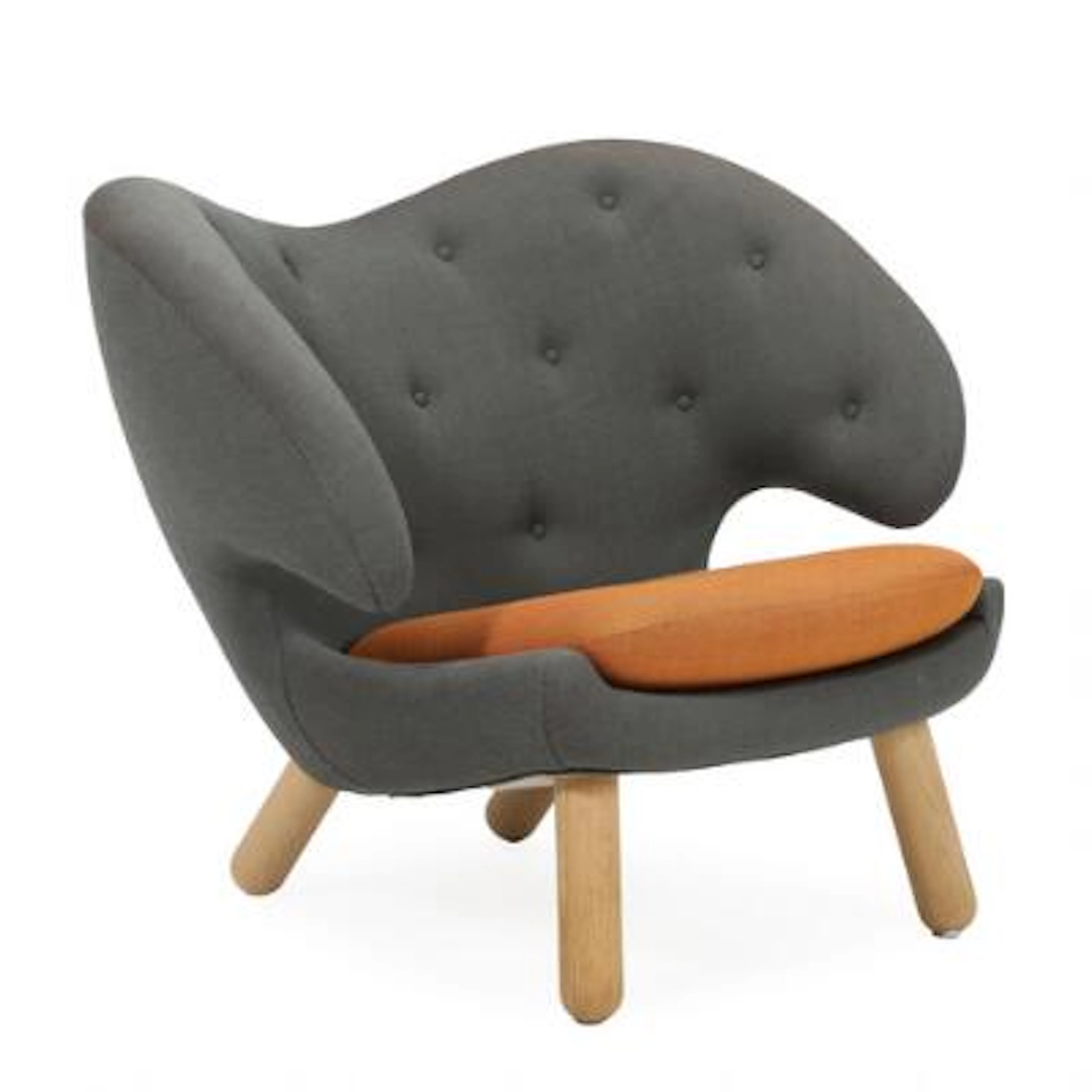 Finn Juhl: "Pelican Chair". Easy chair with oak legs, upholstered
