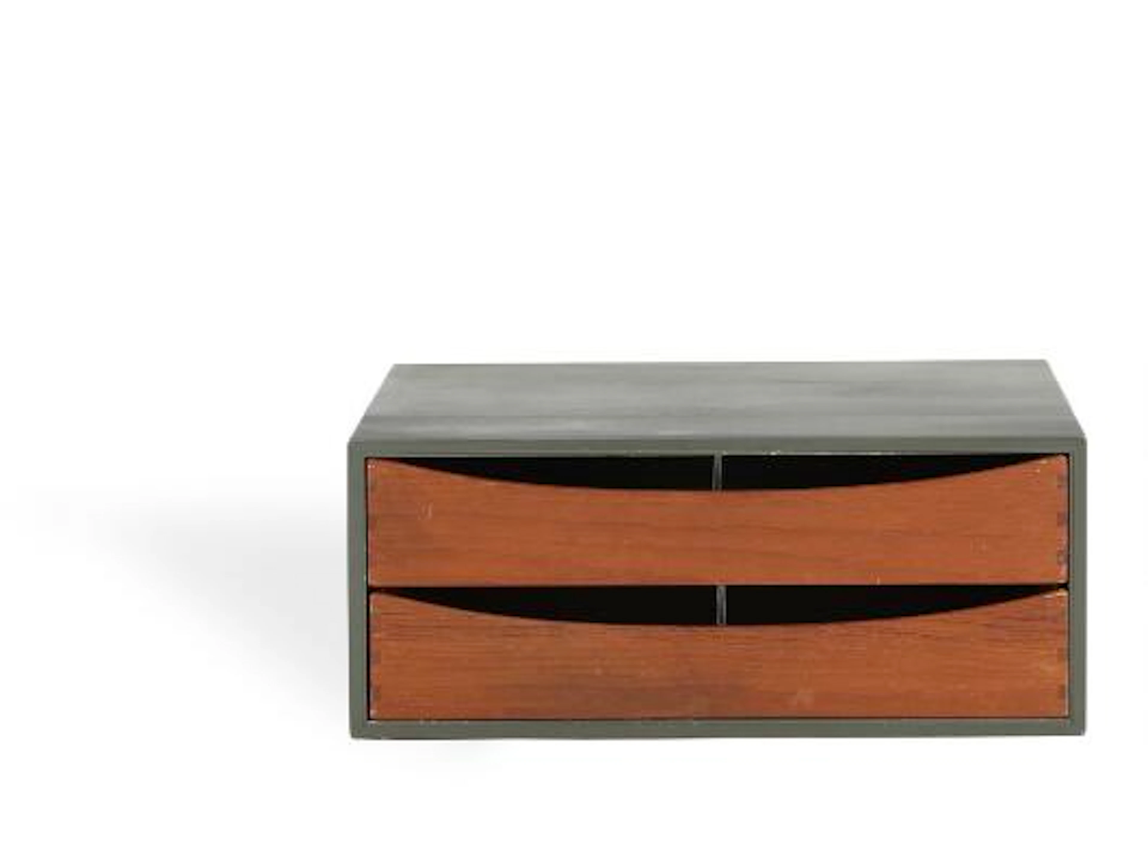 Danish design: A grey lacquered drawer section with through-going