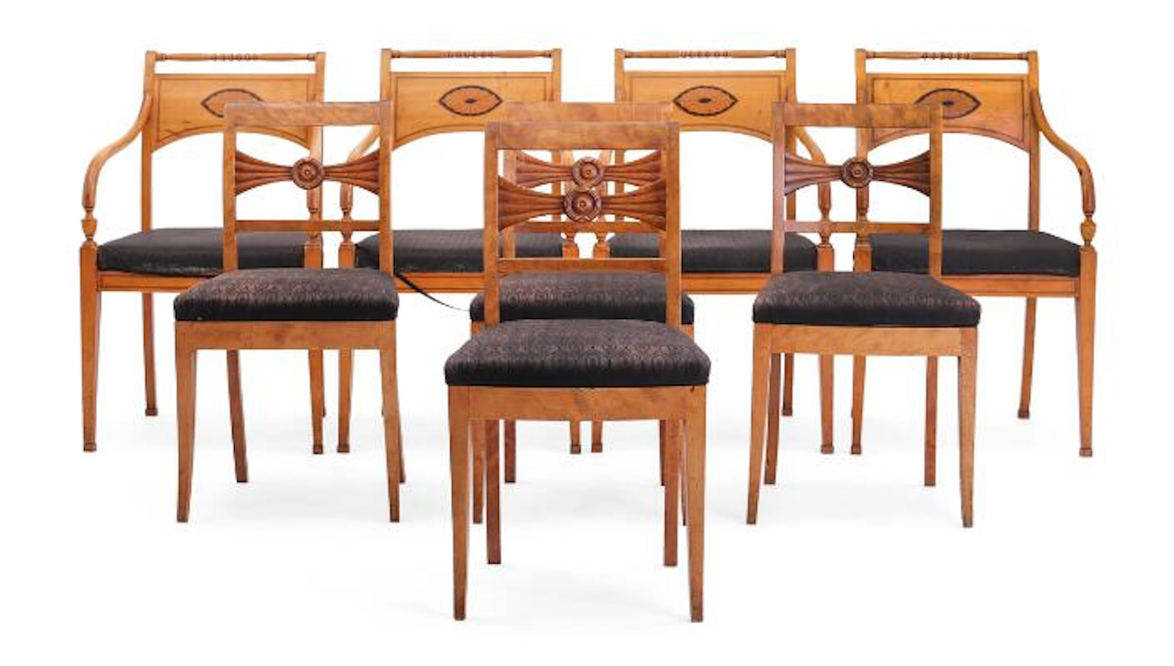 A set of eight Danish Empire chairs. Early 19th century. (8) – Bruun