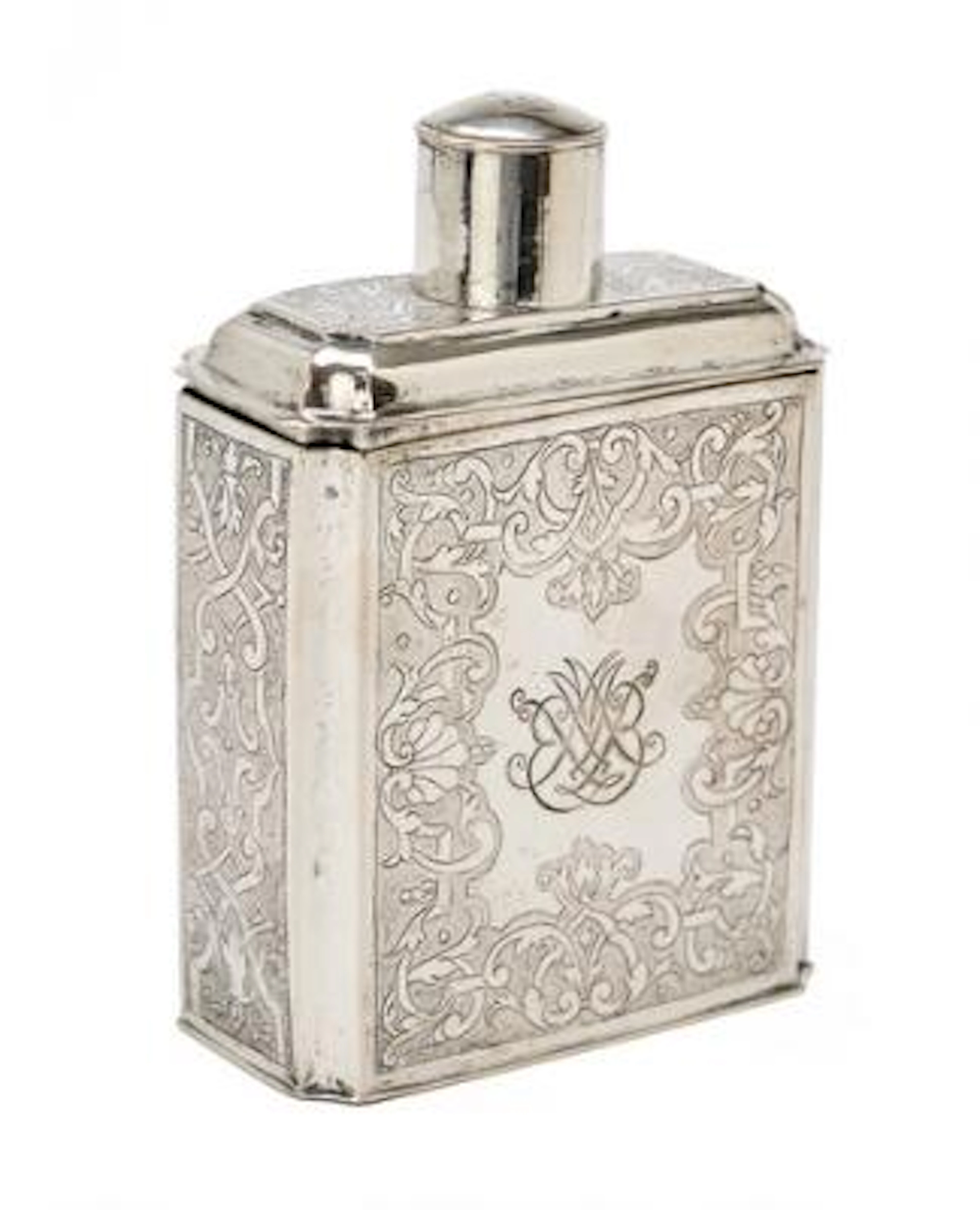 Norwegian Regency tea caddy in silver. Maker Ole Jensen Stær, Skien