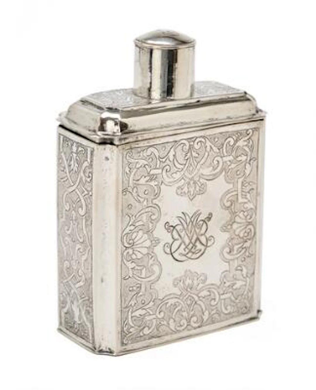 Norwegian Regency tea caddy in silver. Maker Ole Jensen Stær, Skien