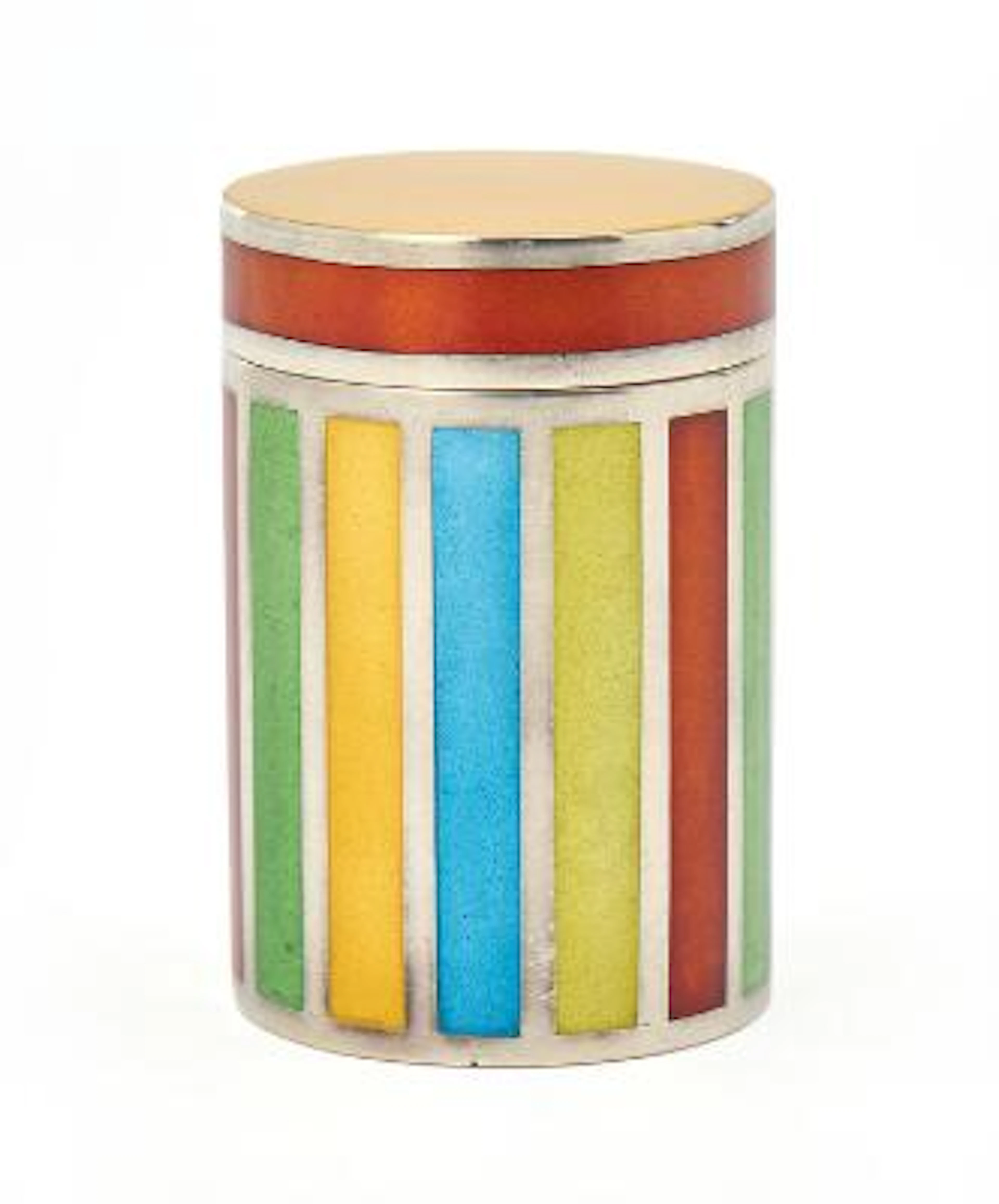 Per Sax Møller: Sterling silver toothpick box decorated with polychrome