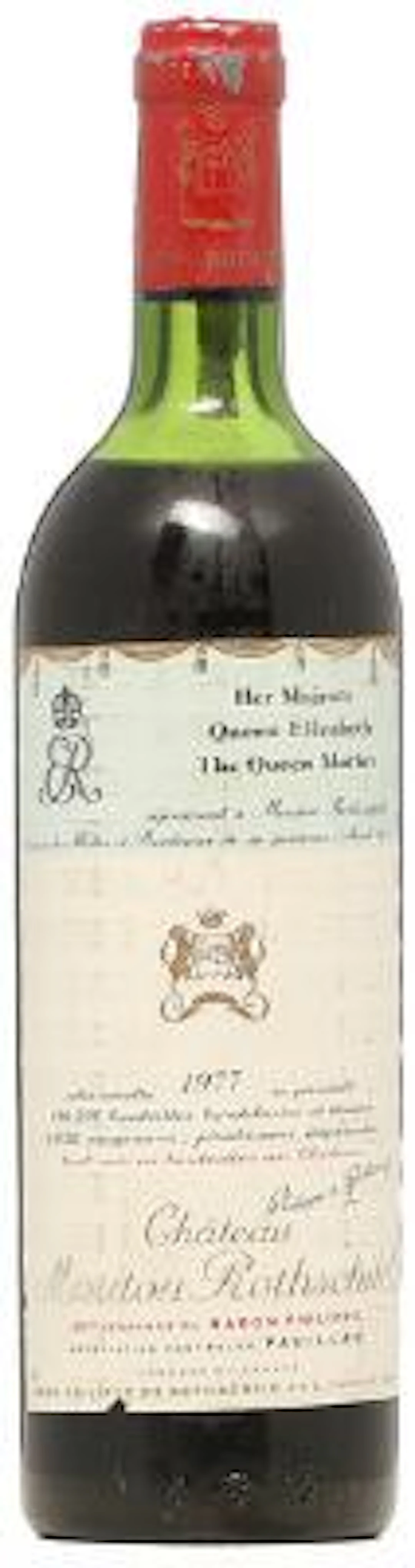 1 bt. Château Mouton Rothschild, Pauillac. 1. Cru Classé 1977 C (ms).