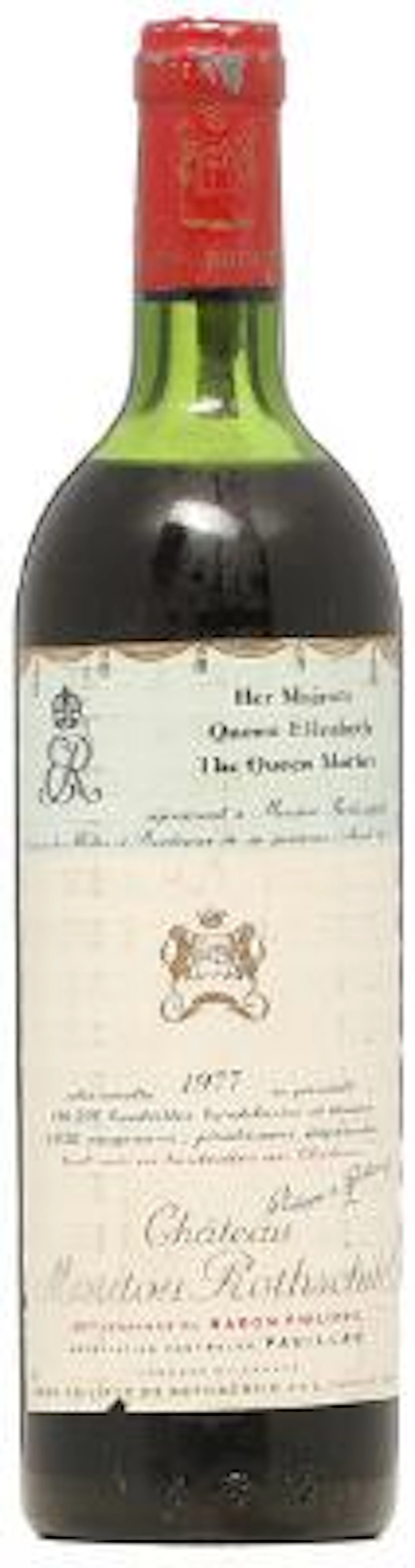 1 bt. Château Mouton Rothschild, Pauillac. 1. Cru Classé 1977 C (ms).